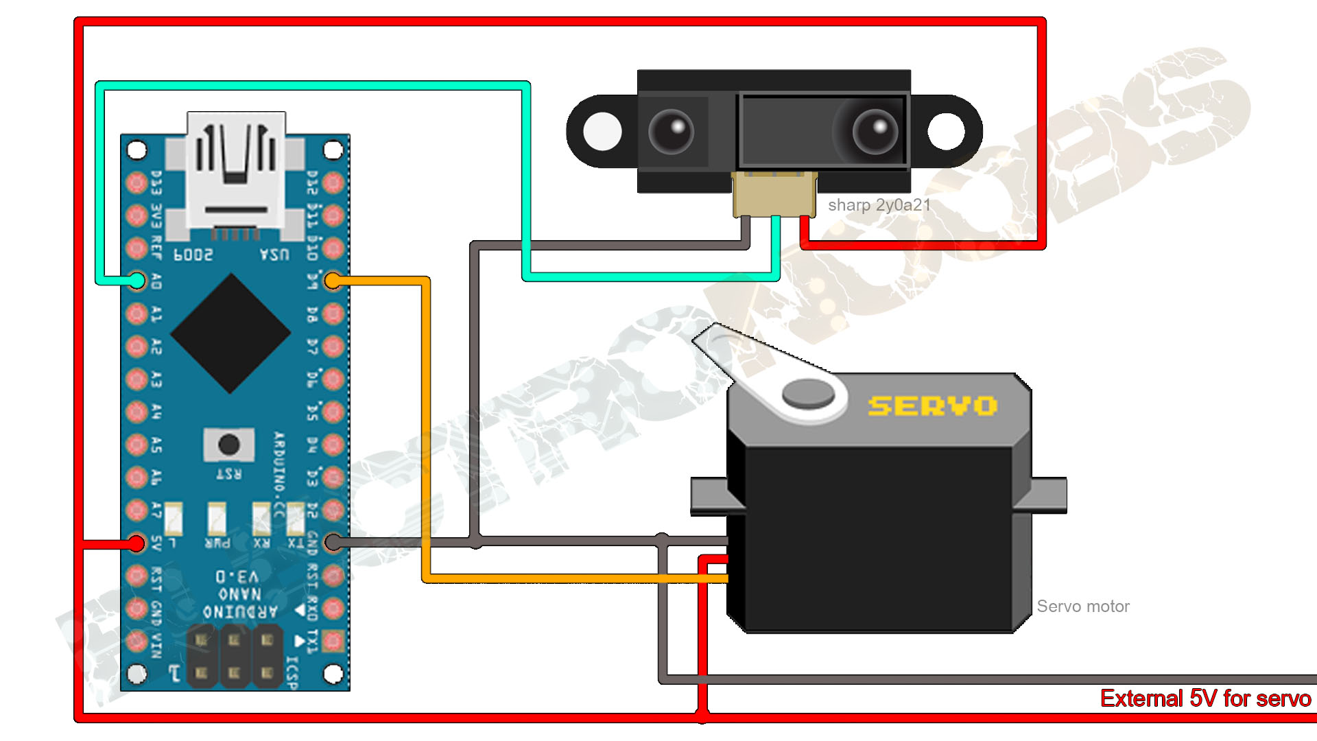 schematic Arduino PID balance servo control tutorial