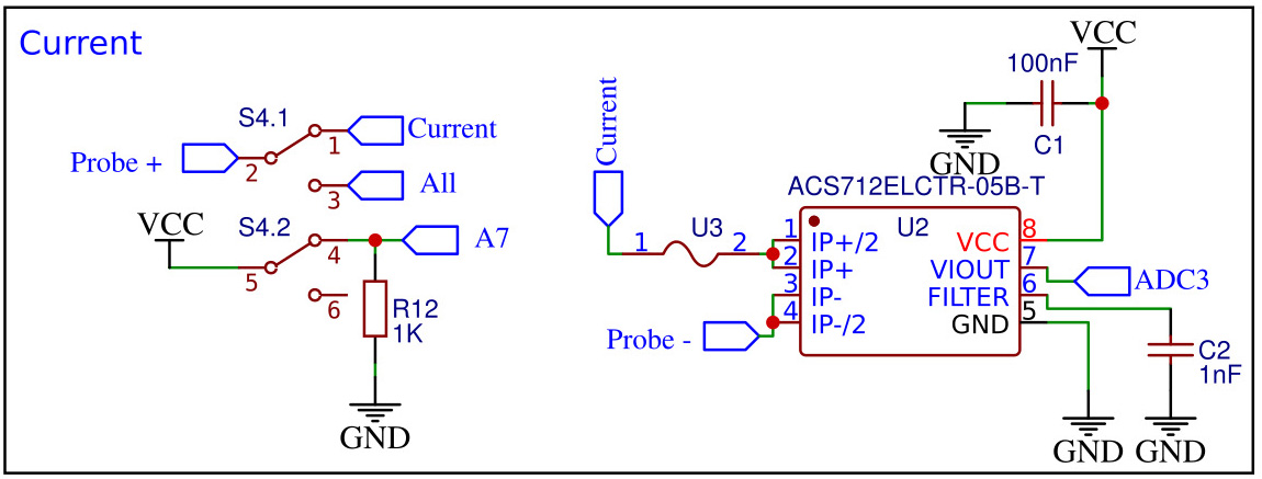 Arduino current meter schematic