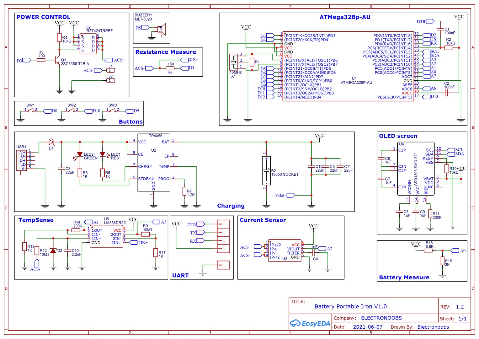 schematic Arduino rechargable soldering iron