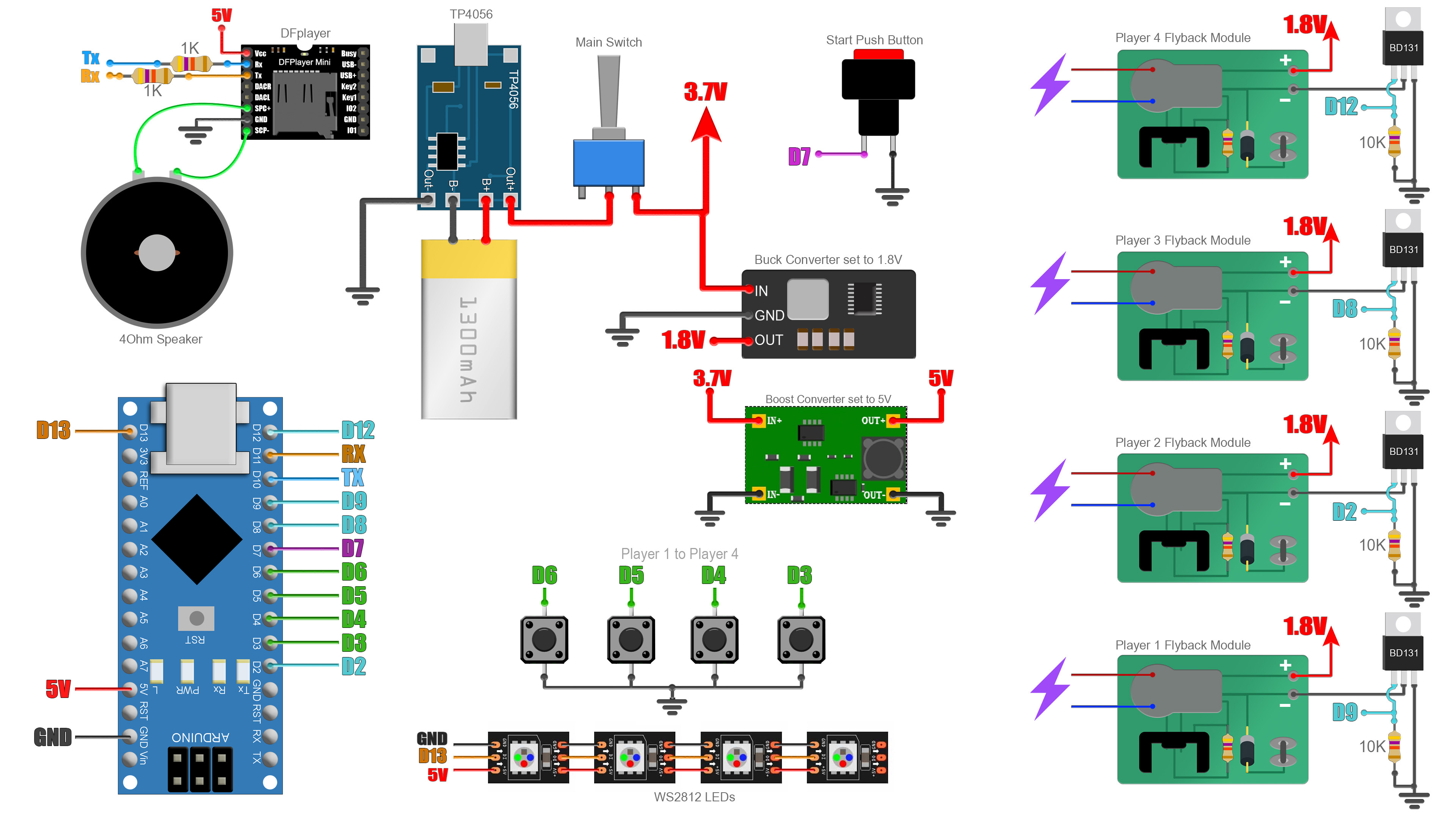 schematic shocking zap game electric high voltage Arduino