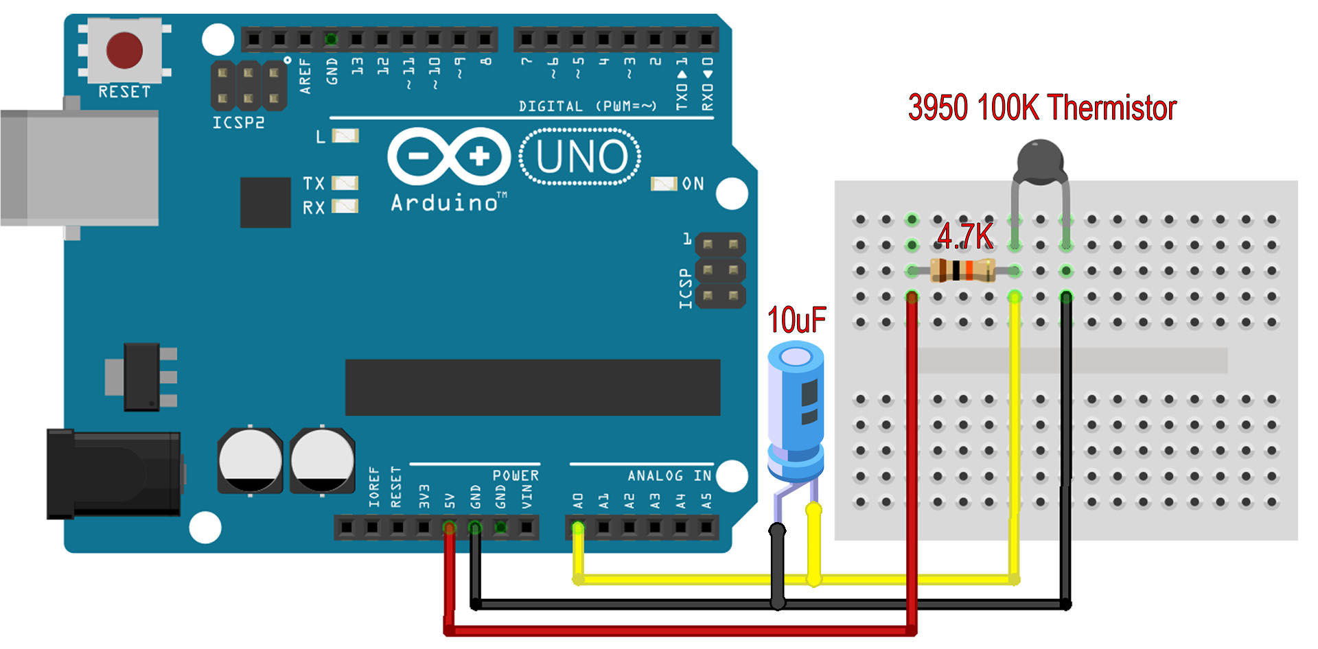 tutorial thermistor temperature read Arduino