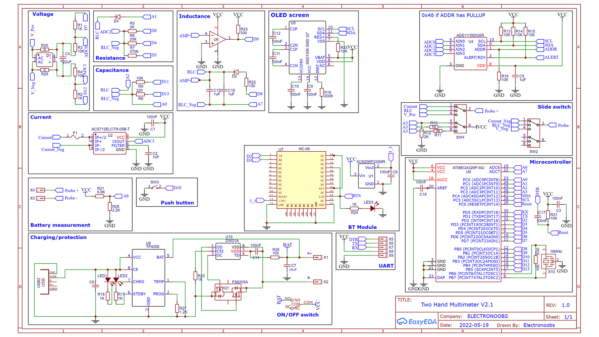 Arduino multimeter scheamtic PCB