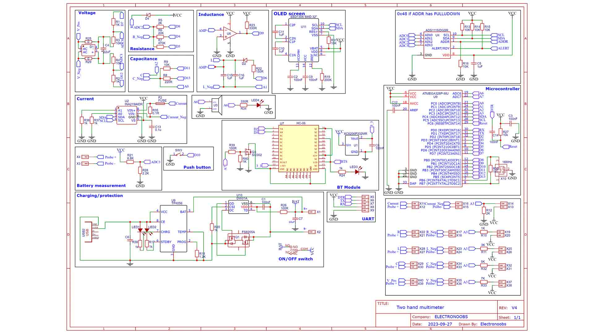 Arduino homemade multimeter schematic