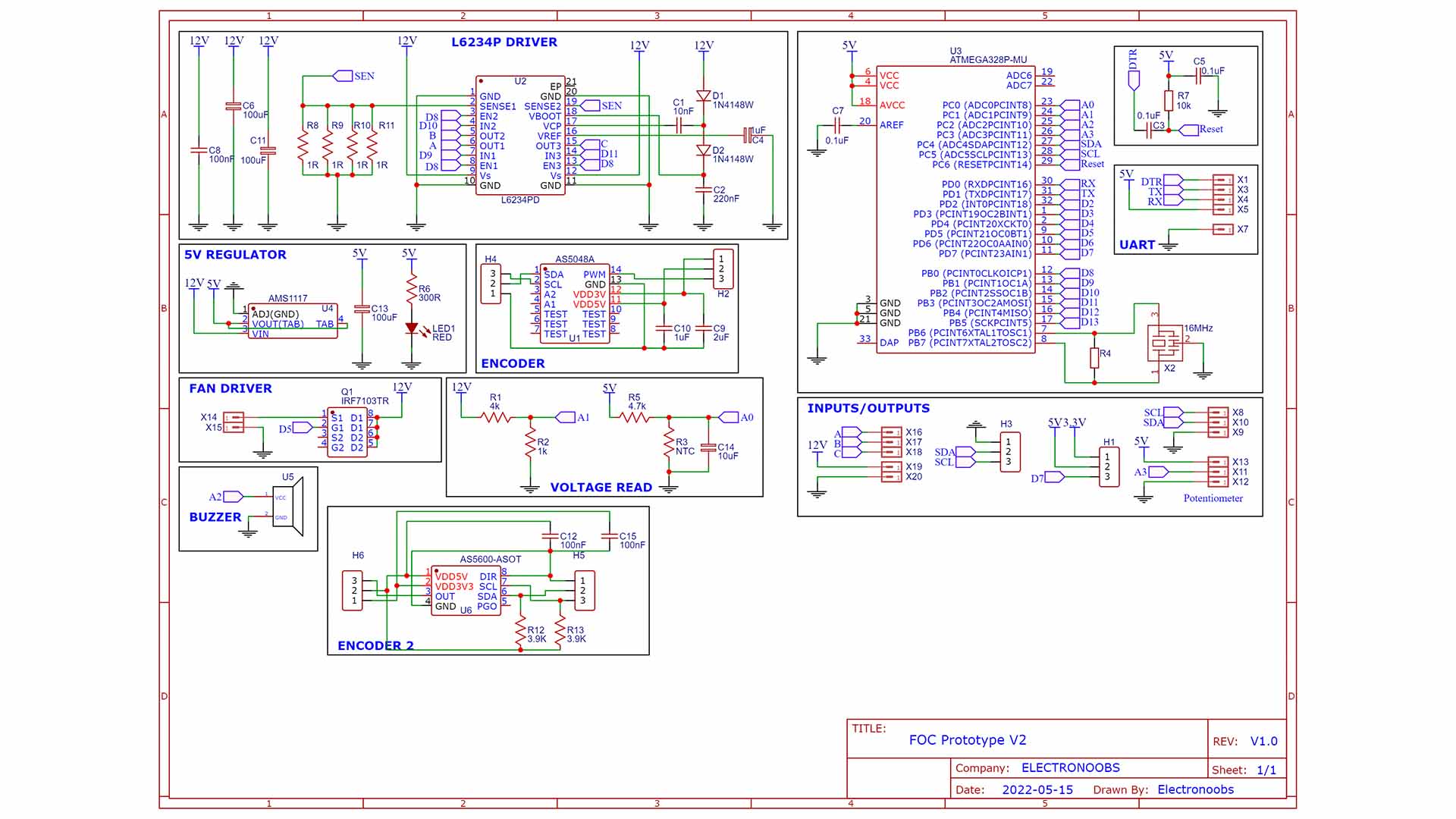 homemade FOC PCB Arduino schematic
