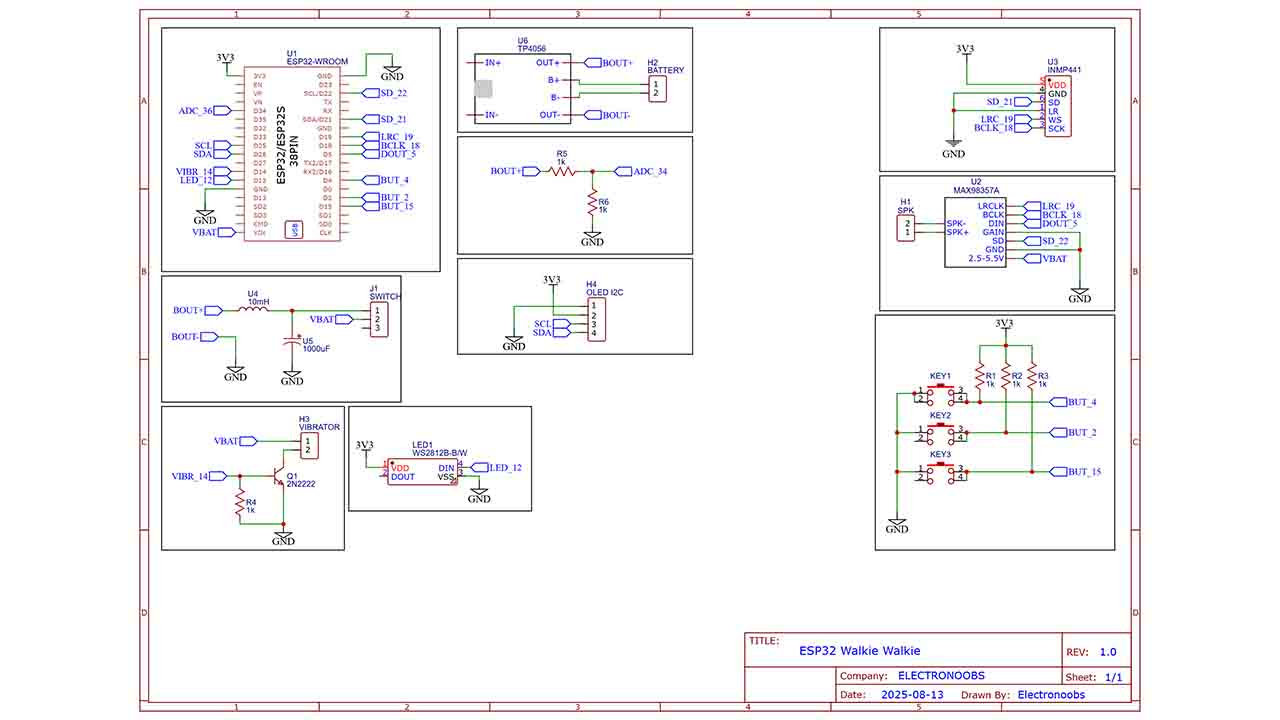 homemade Arduino esp32 walkie talkie schematic