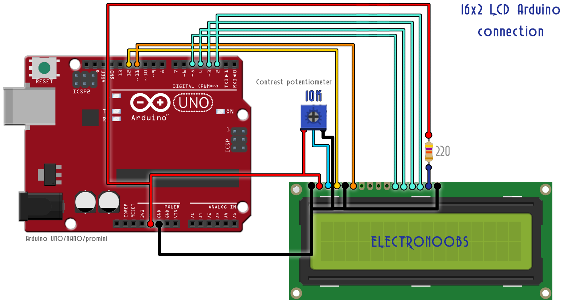 schematic Arduino LCD 16x2