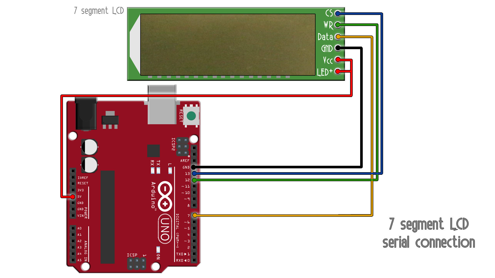 schematic Arduino 7 segements LCD HT1621