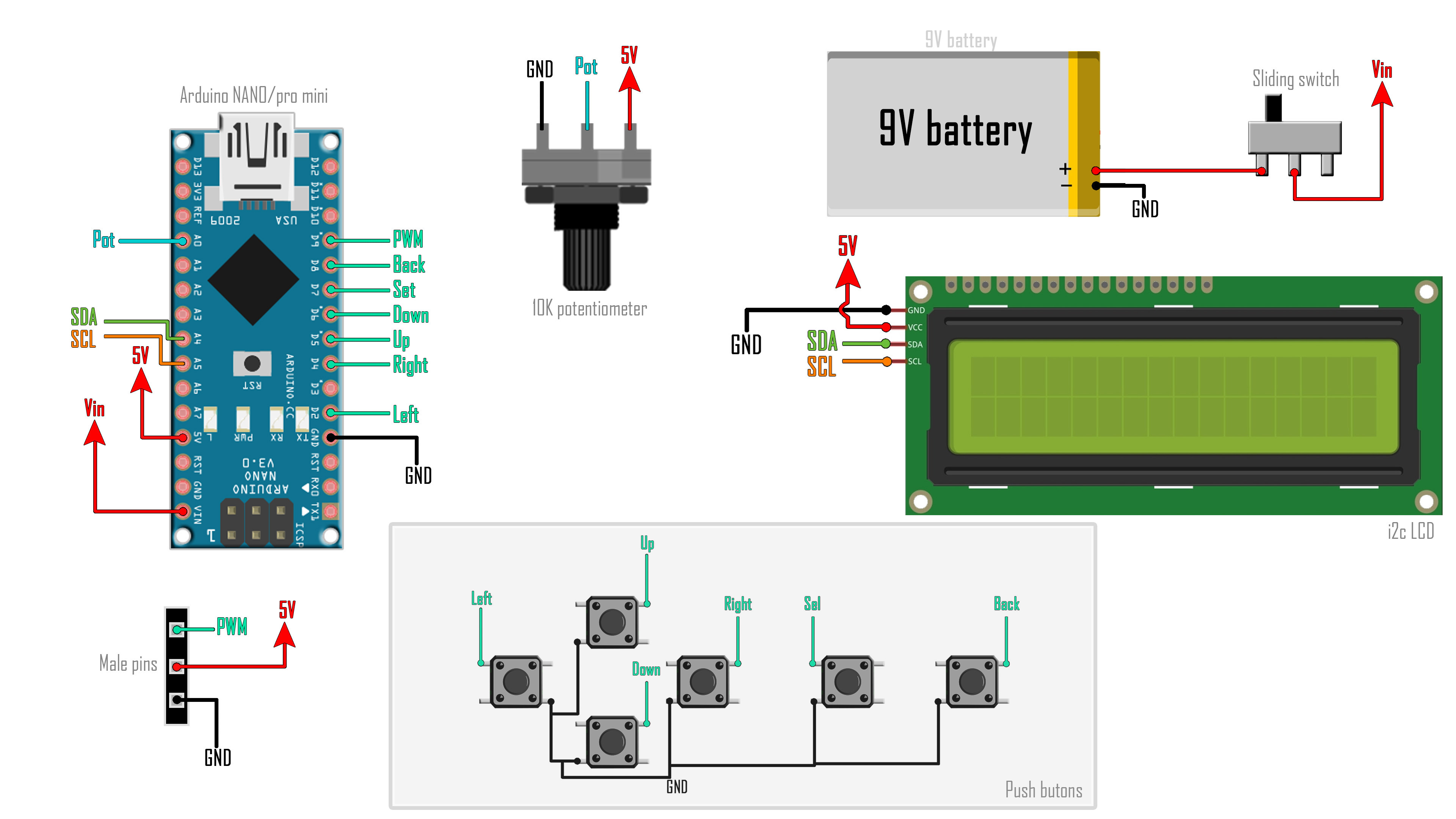 Arduino Servo ESC tester schematic circuit