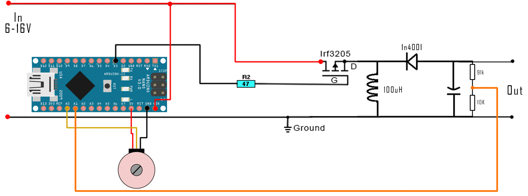 Arduino buck-boost converter circuit