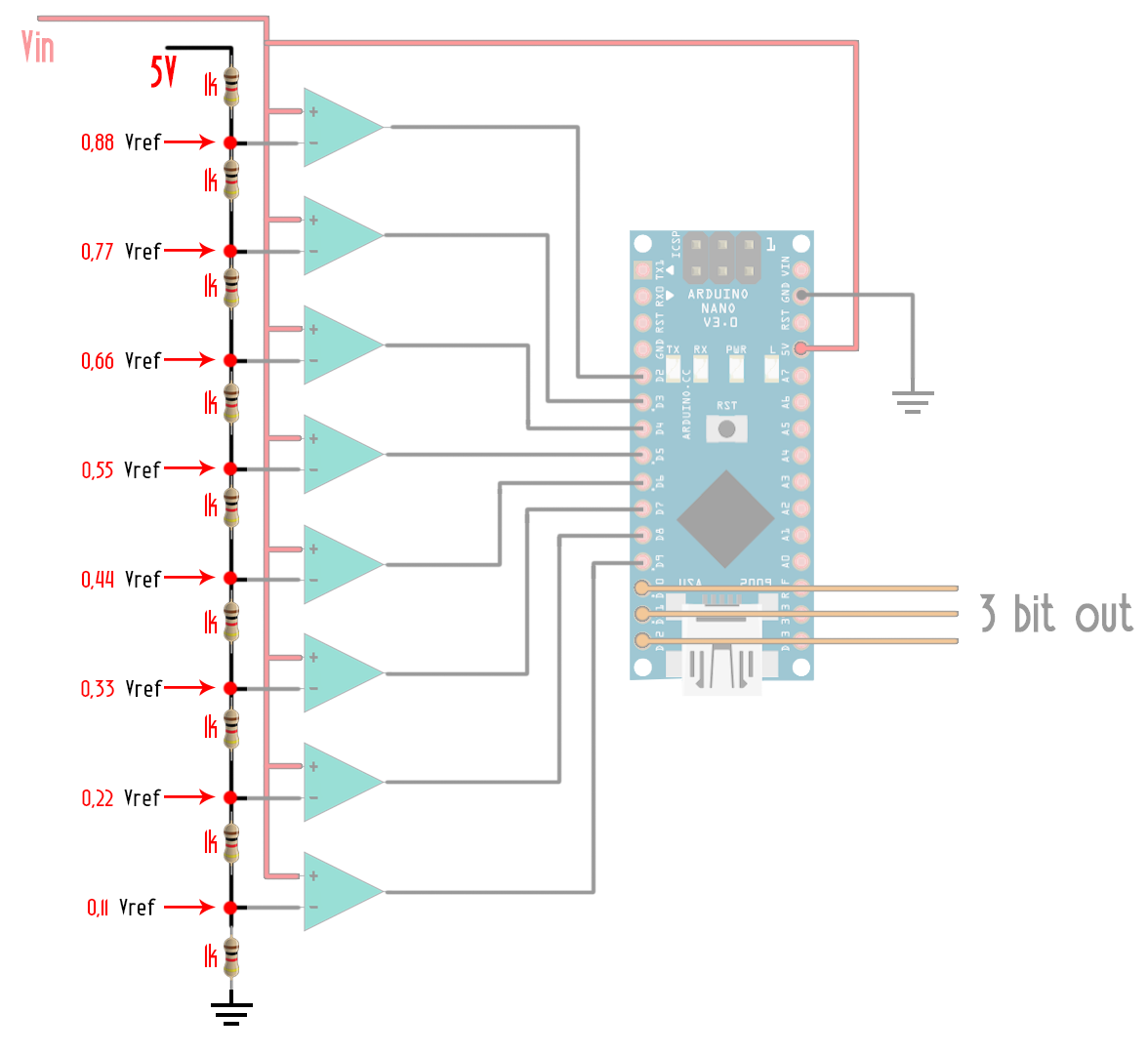 flash ADC schematic arduino