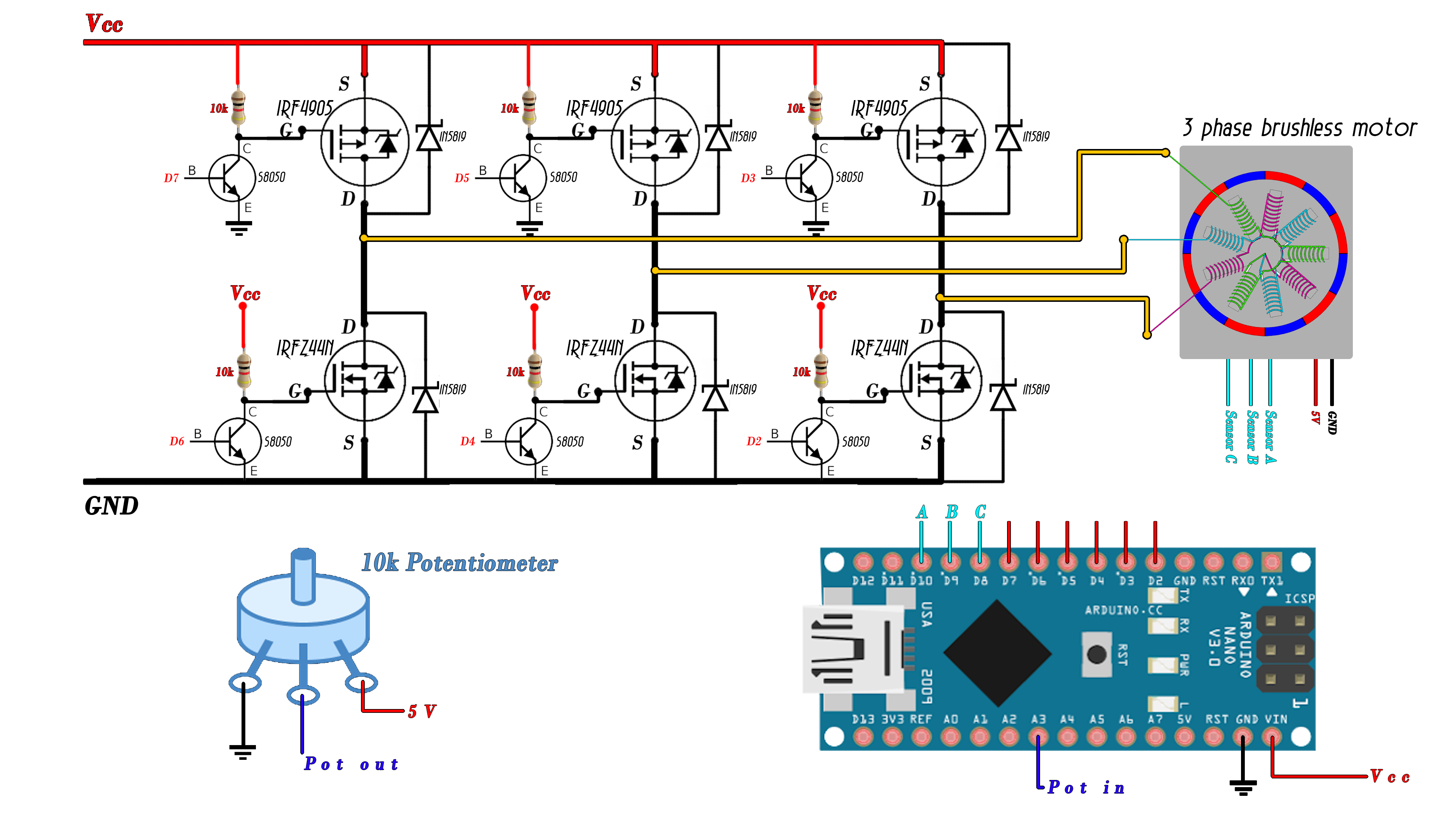 brushless Arduino ESC schematic