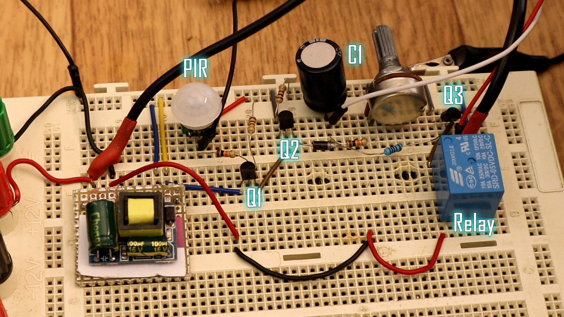 PIR switch schematic delay circuit