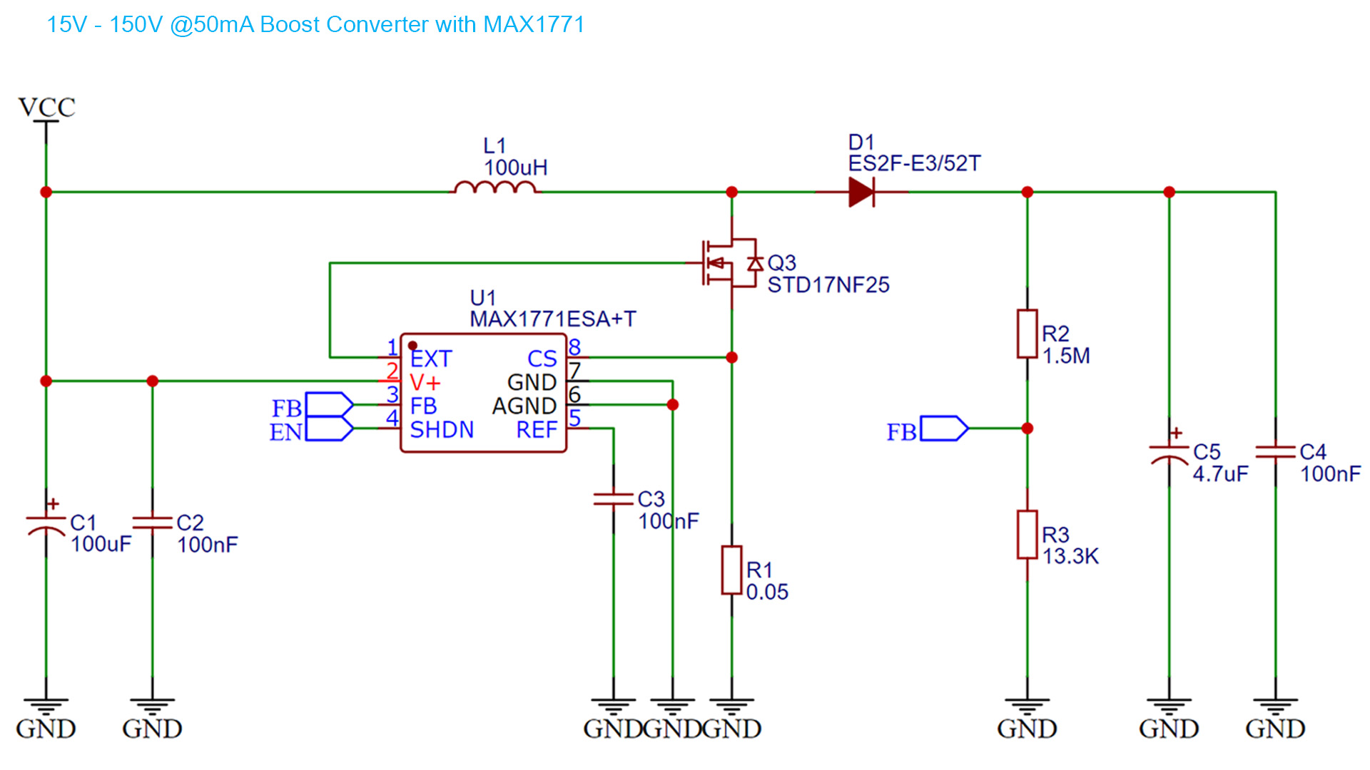 max1771 boost converter high voltage schematic