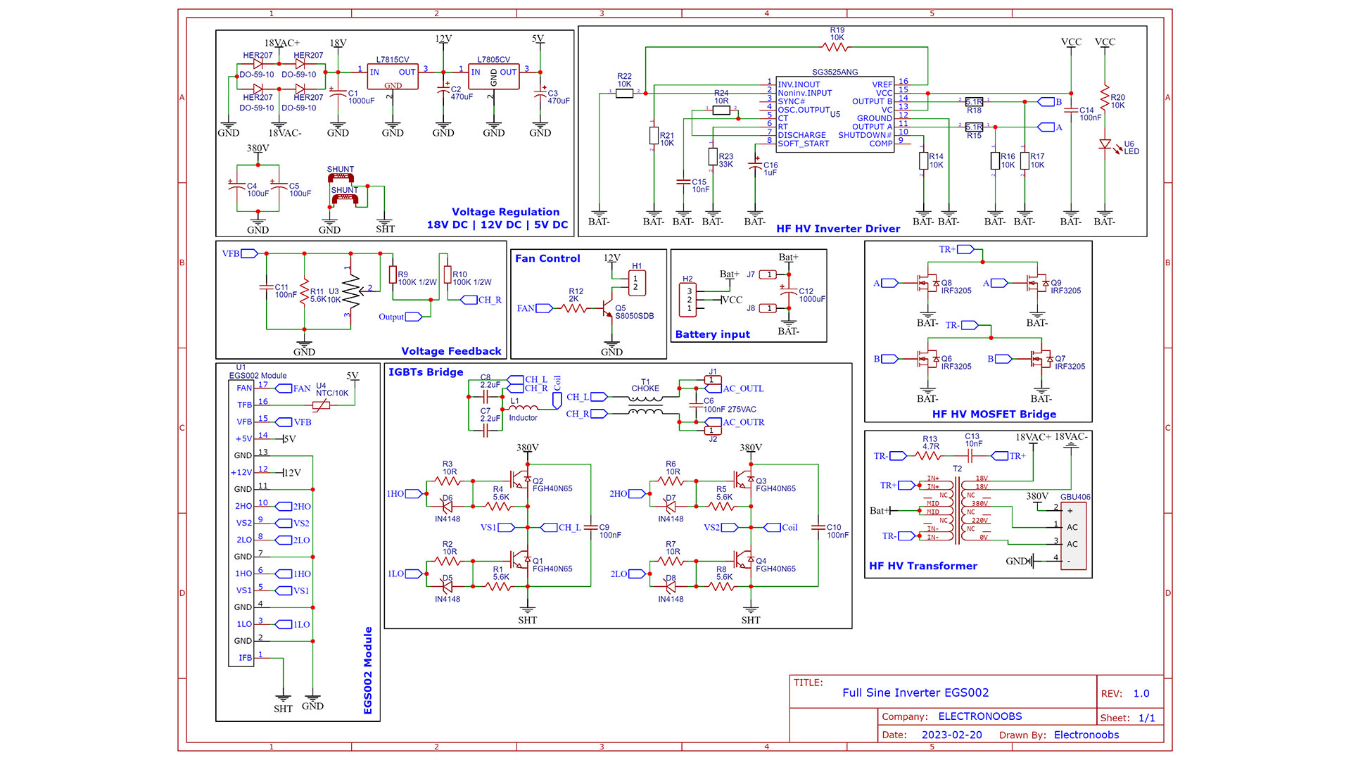 EGS002 full sine inverter schematic 1000W 500W