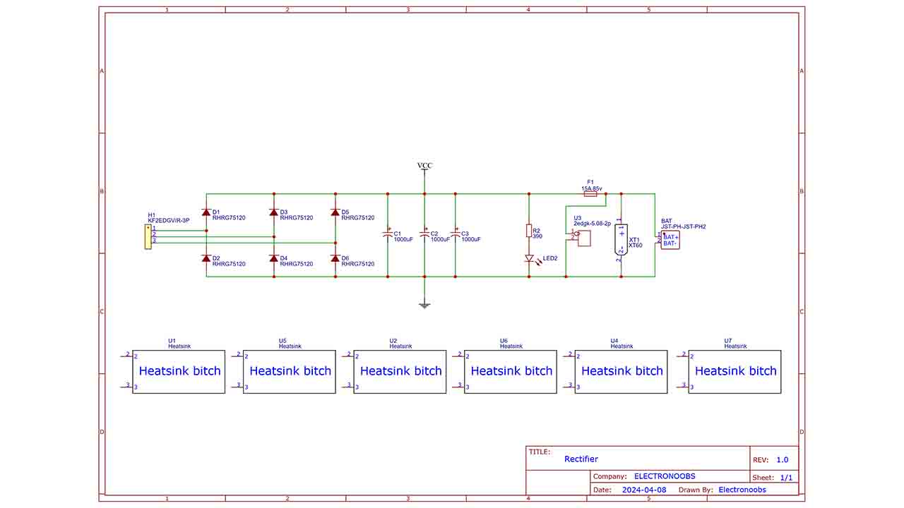 homemade full bridge rectifier PCB for wind turbine