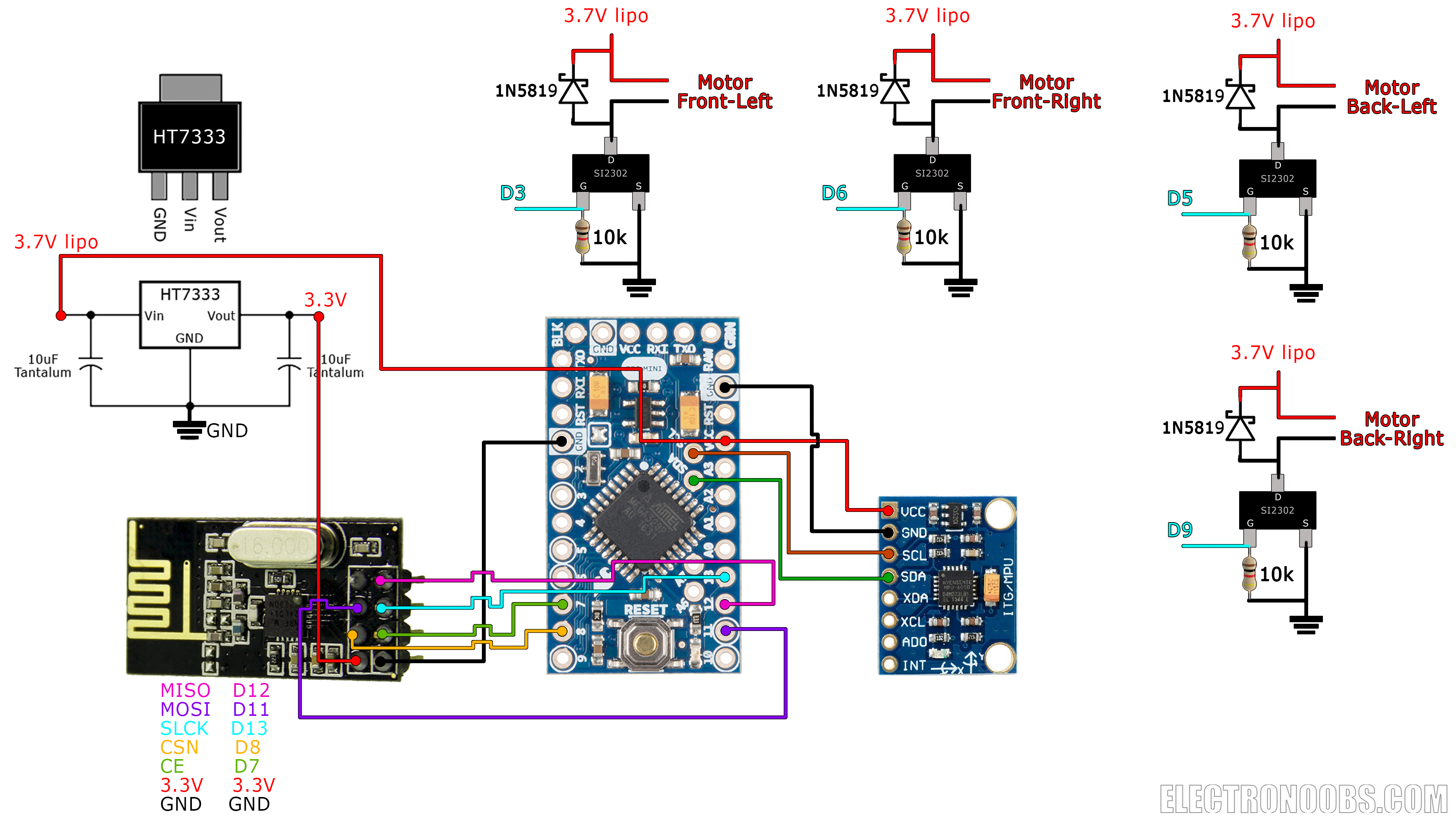 Brushed Drone Multiwii schematic