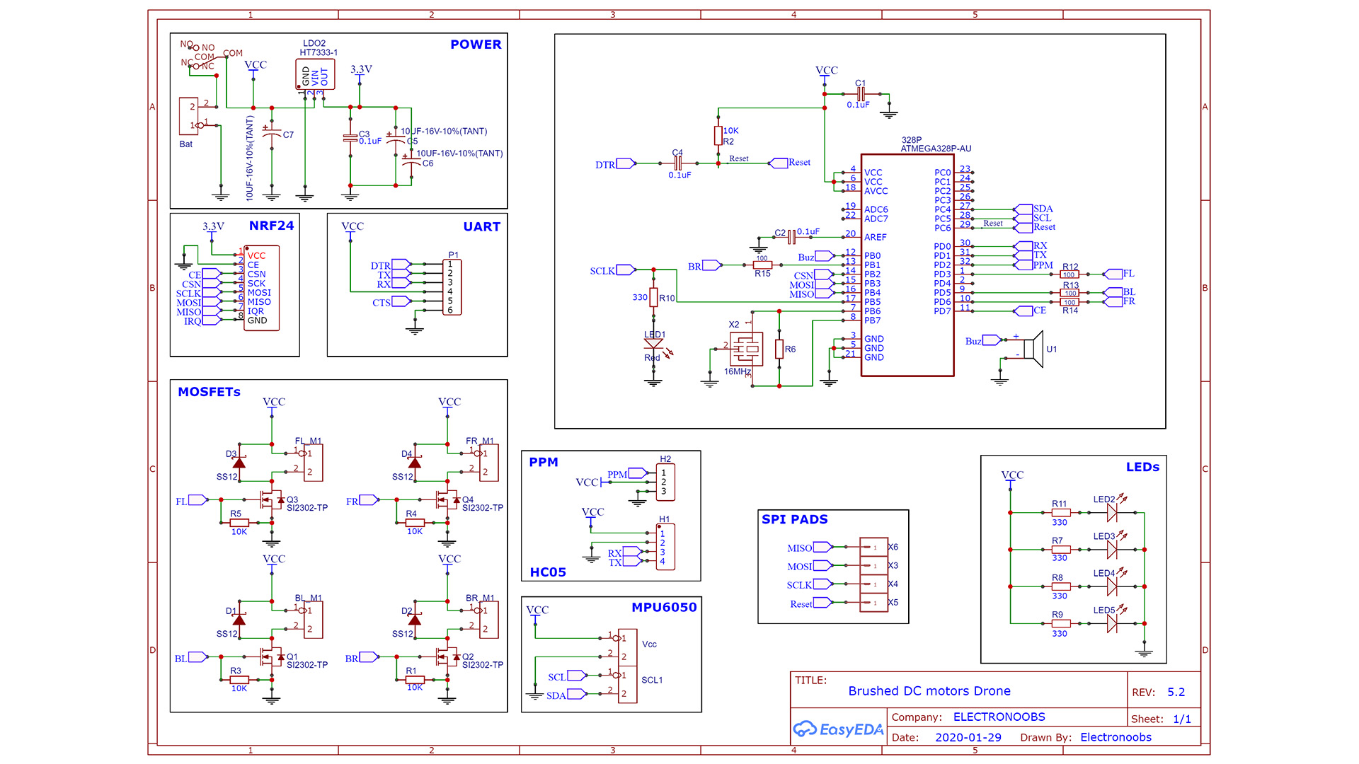 Arduino schematic brushed drone PCB