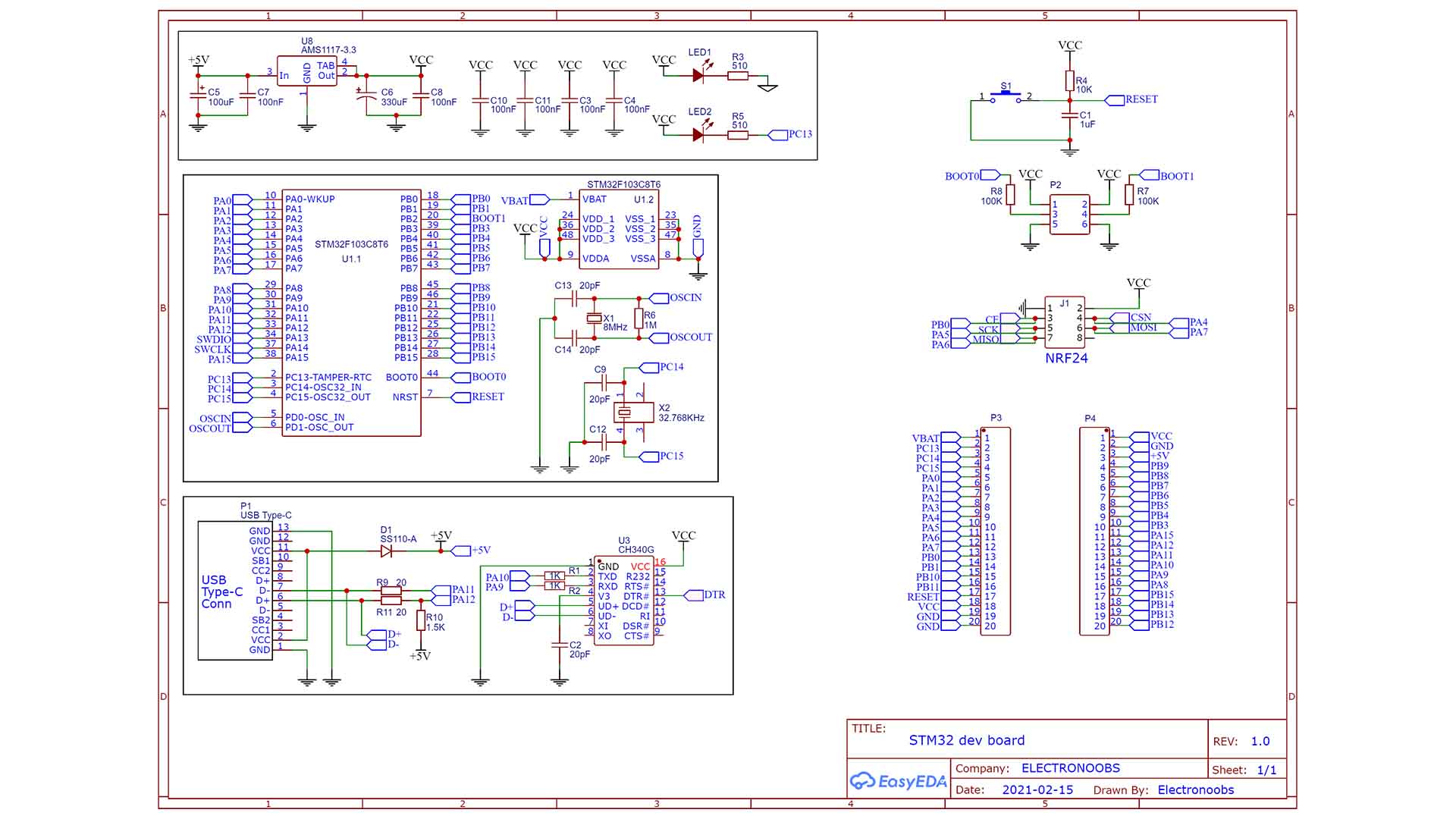 STM32 baisc configuration schematic PCB