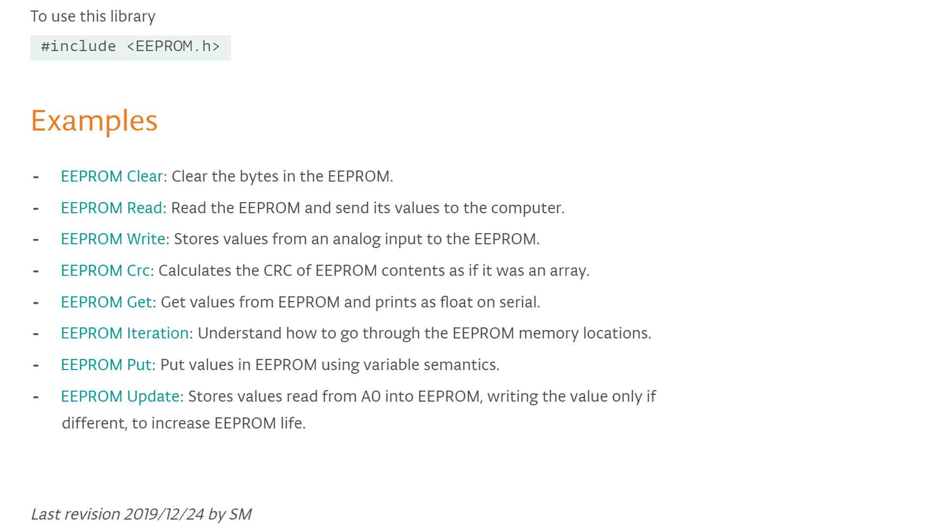 tutorial arduino EEPROM read function memory