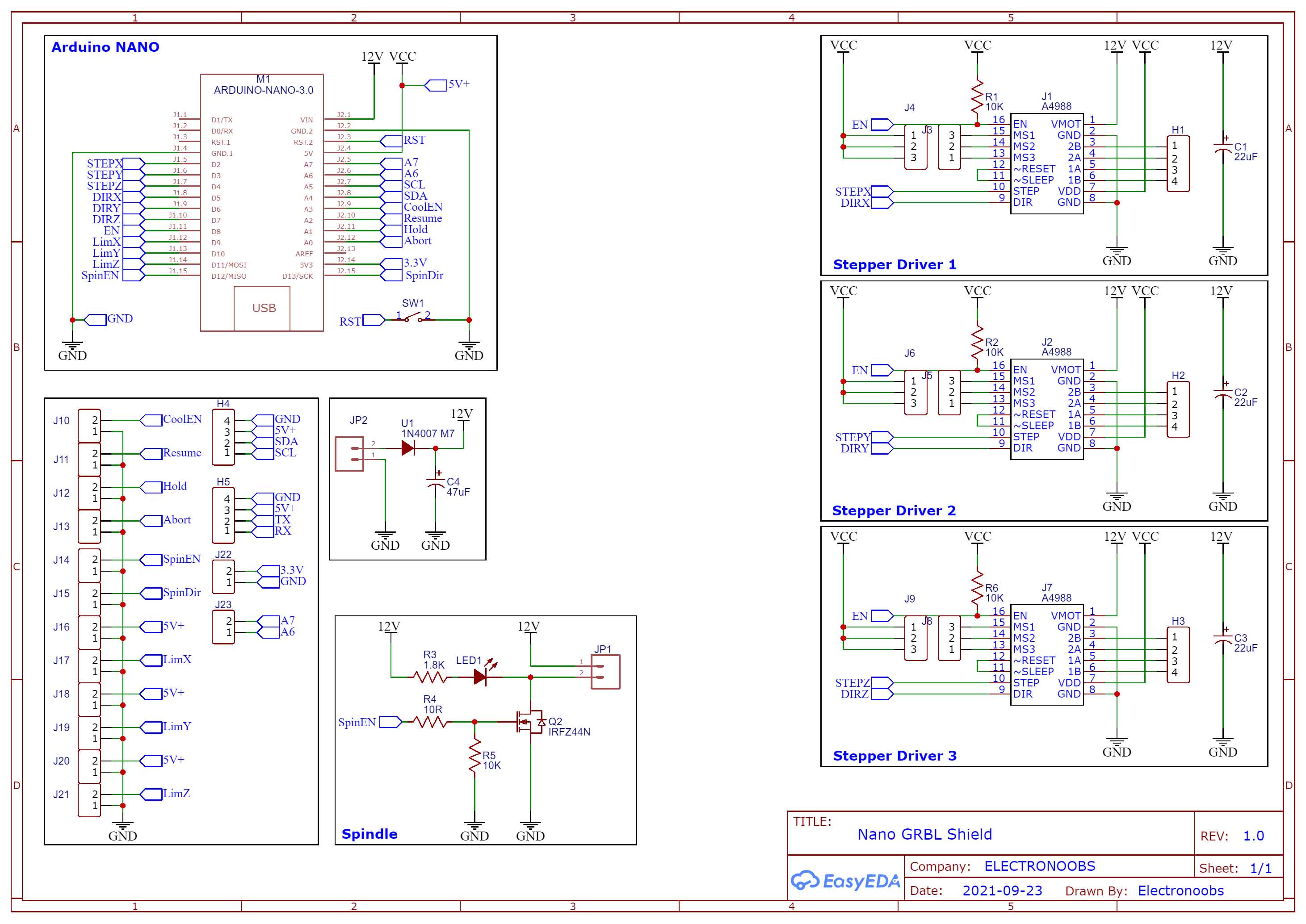 GRBL CNC shield Arduino NANO schematic