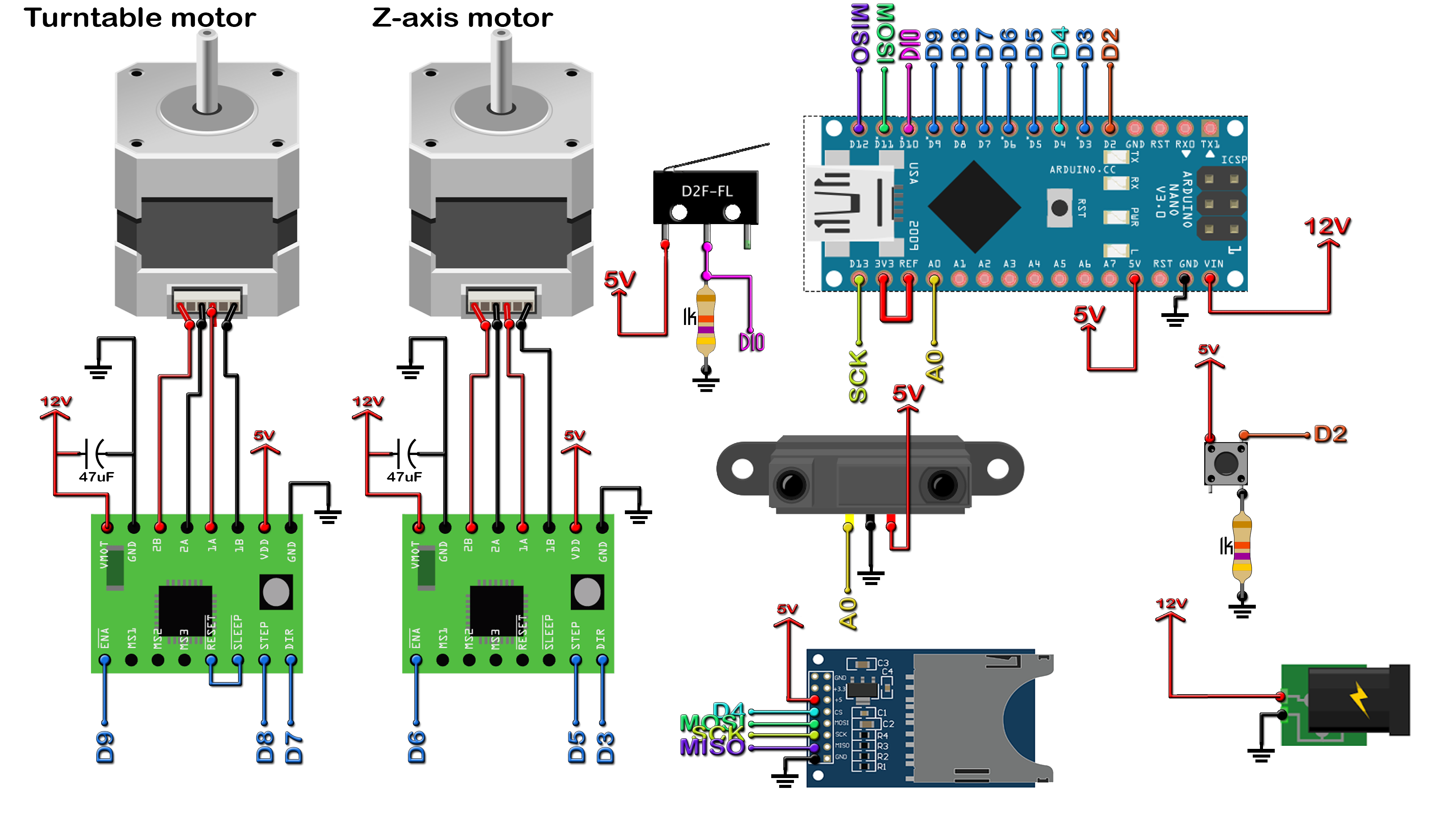 Arduino 3D scanner schematic