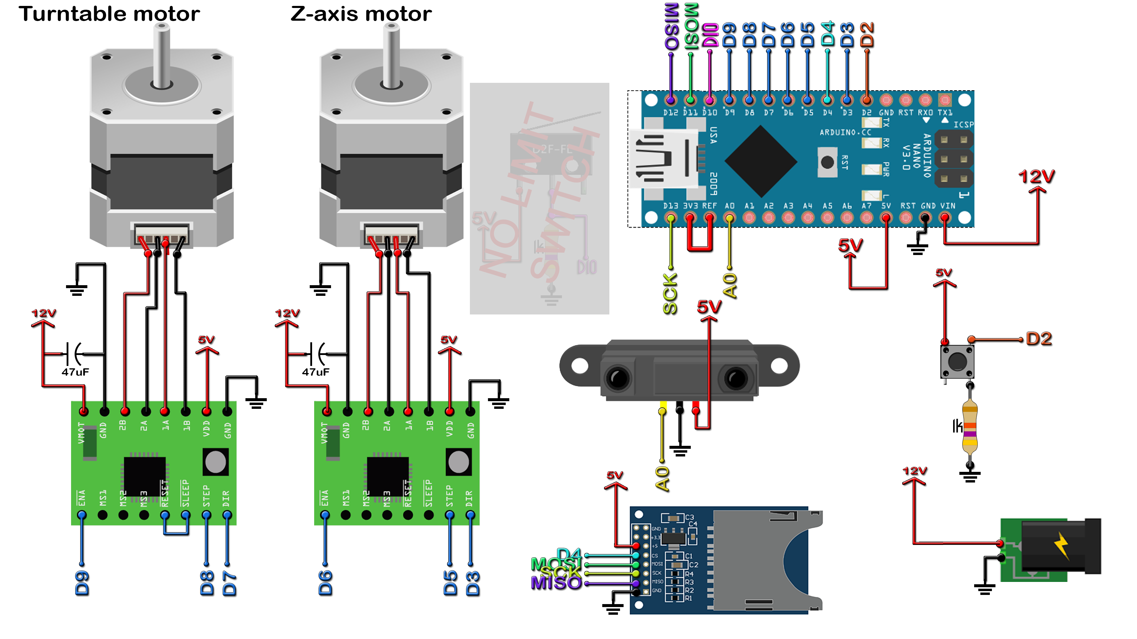 Arduino 3D scanner STL scheamtic