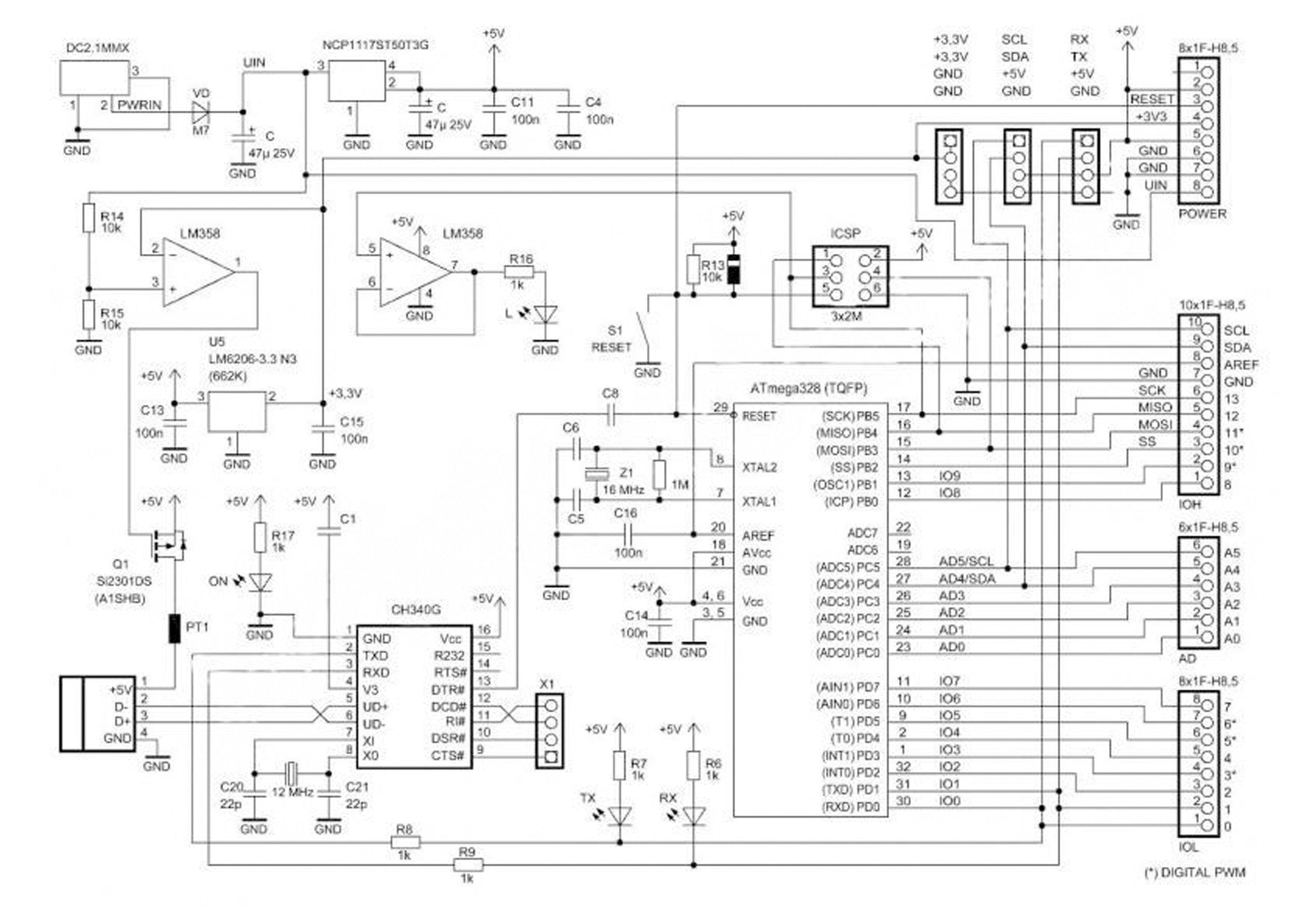 Arduino Uno R3 Schematic Ch340