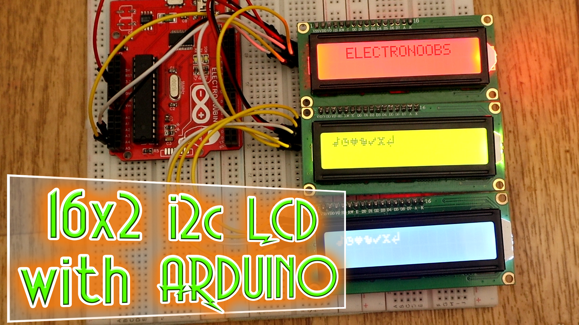 i2c 16x2 LCD Arduino example