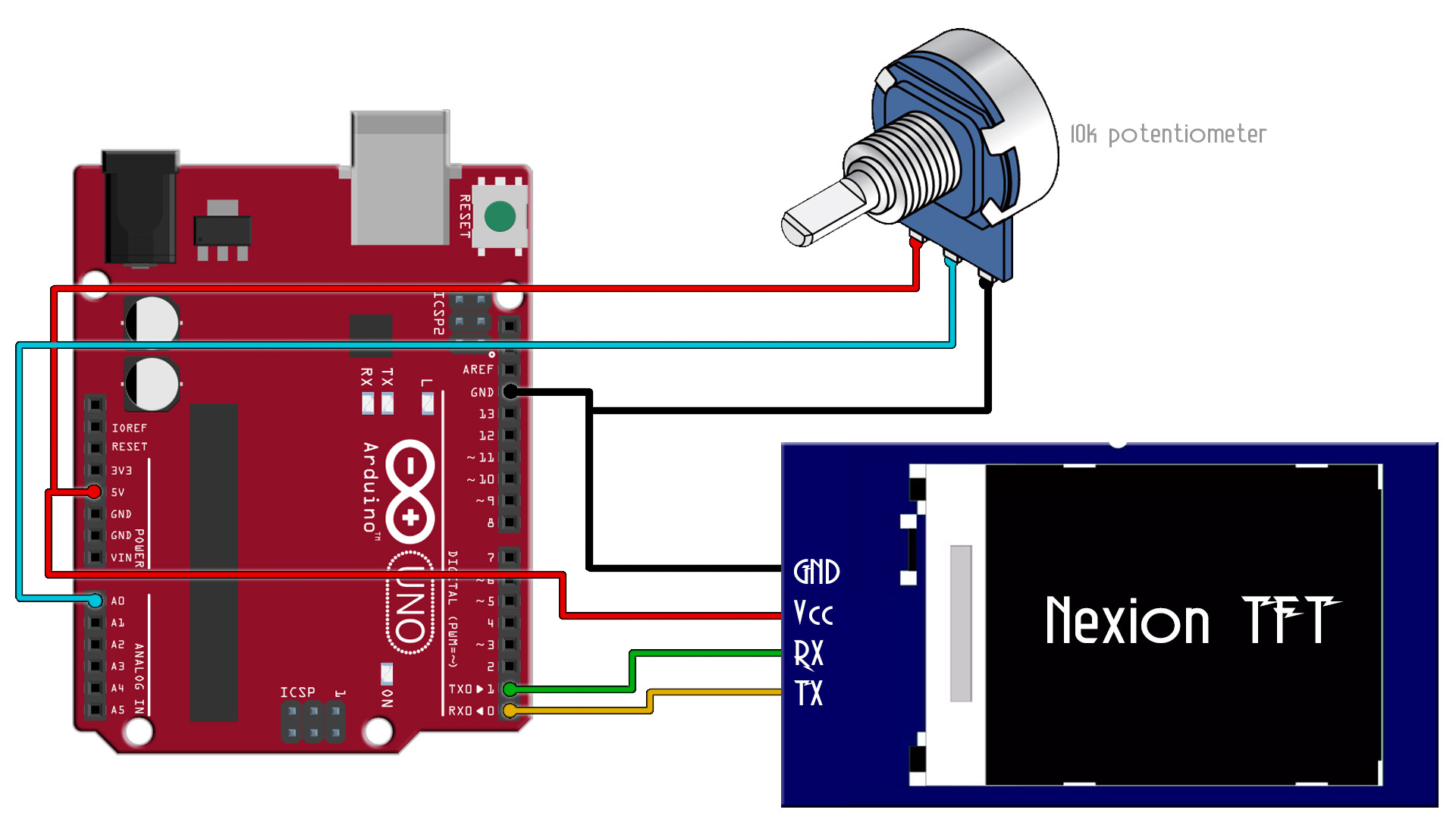 scheamtic Arduino NEXTION display potentiometer