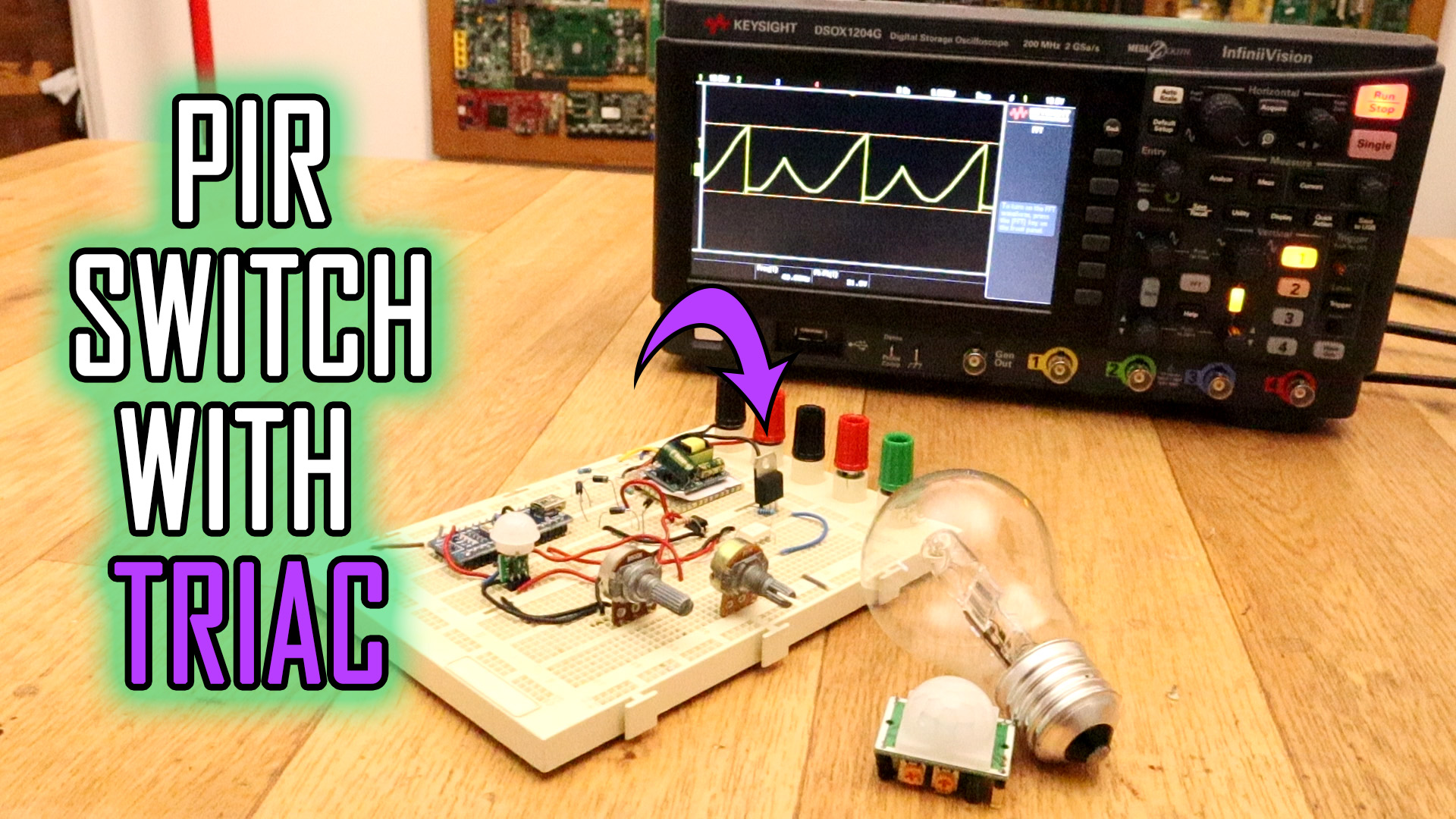 Arduino PIR TRIAC AC 220V light bulb switch
