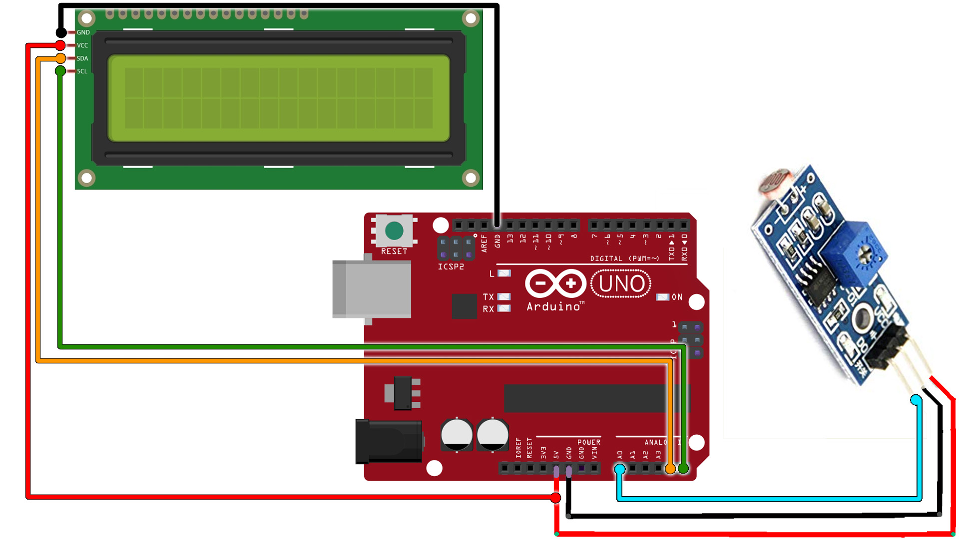 LDR sensor arduino tutorial schematic