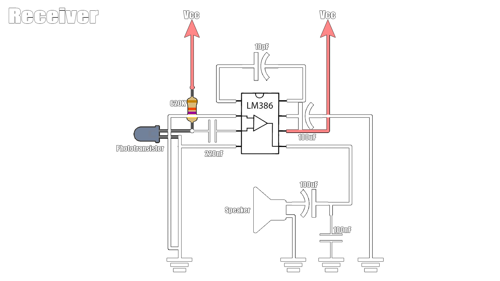 infrared audio receiver schematic circuit