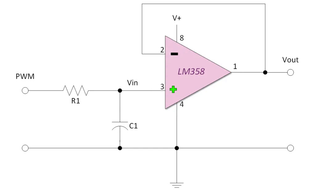 Arduino LM358 Op Amp PWM to Voltage Converter