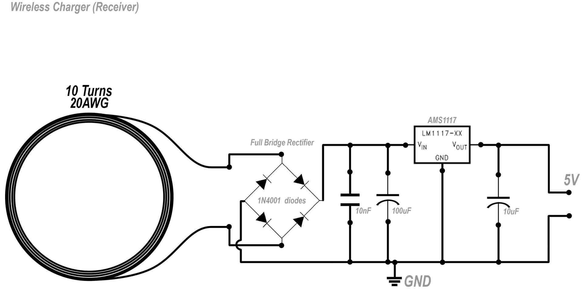 Schematic receiver wireless charger DIY
