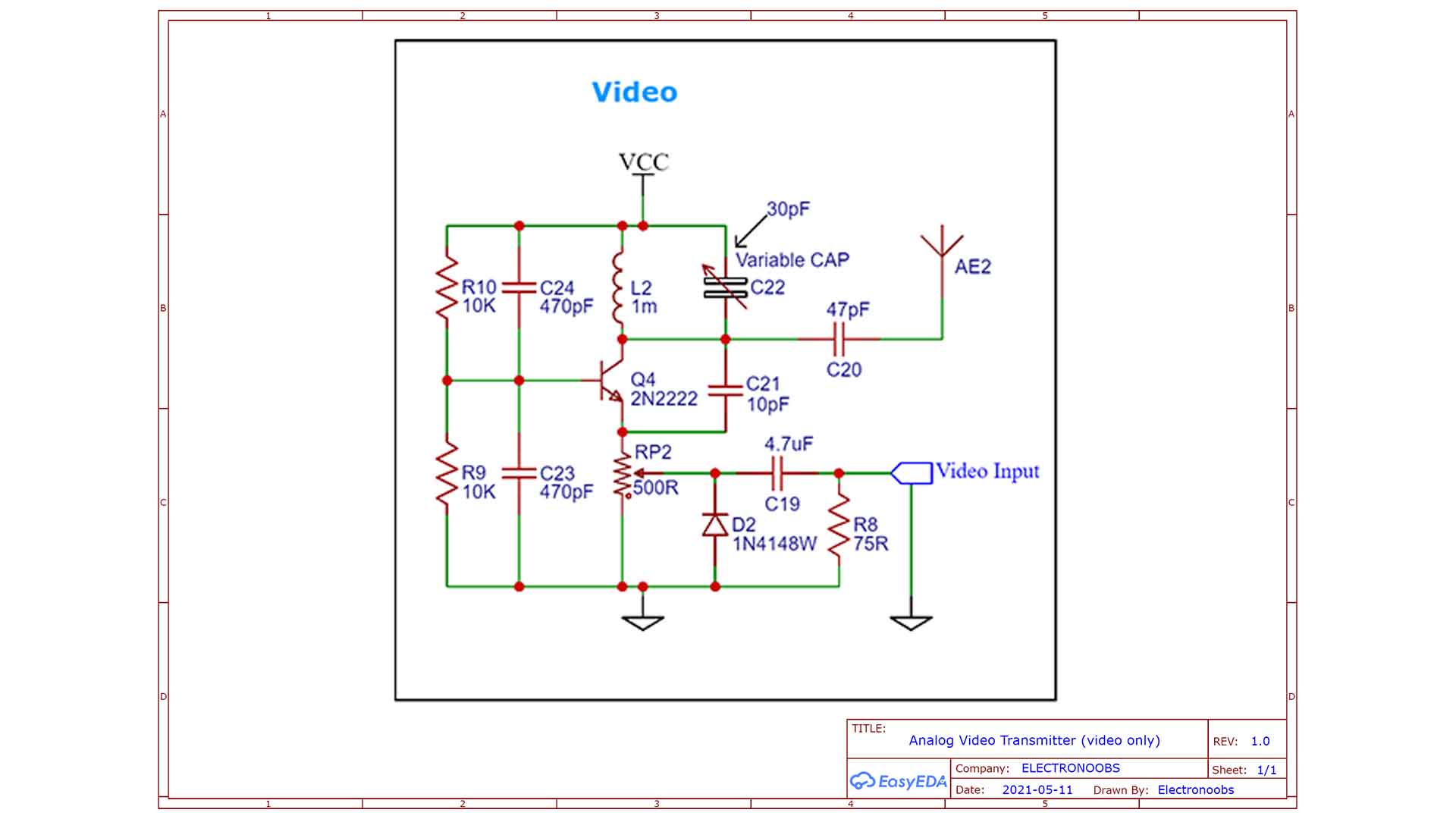 homemade analog video adn audio transmitter schematic