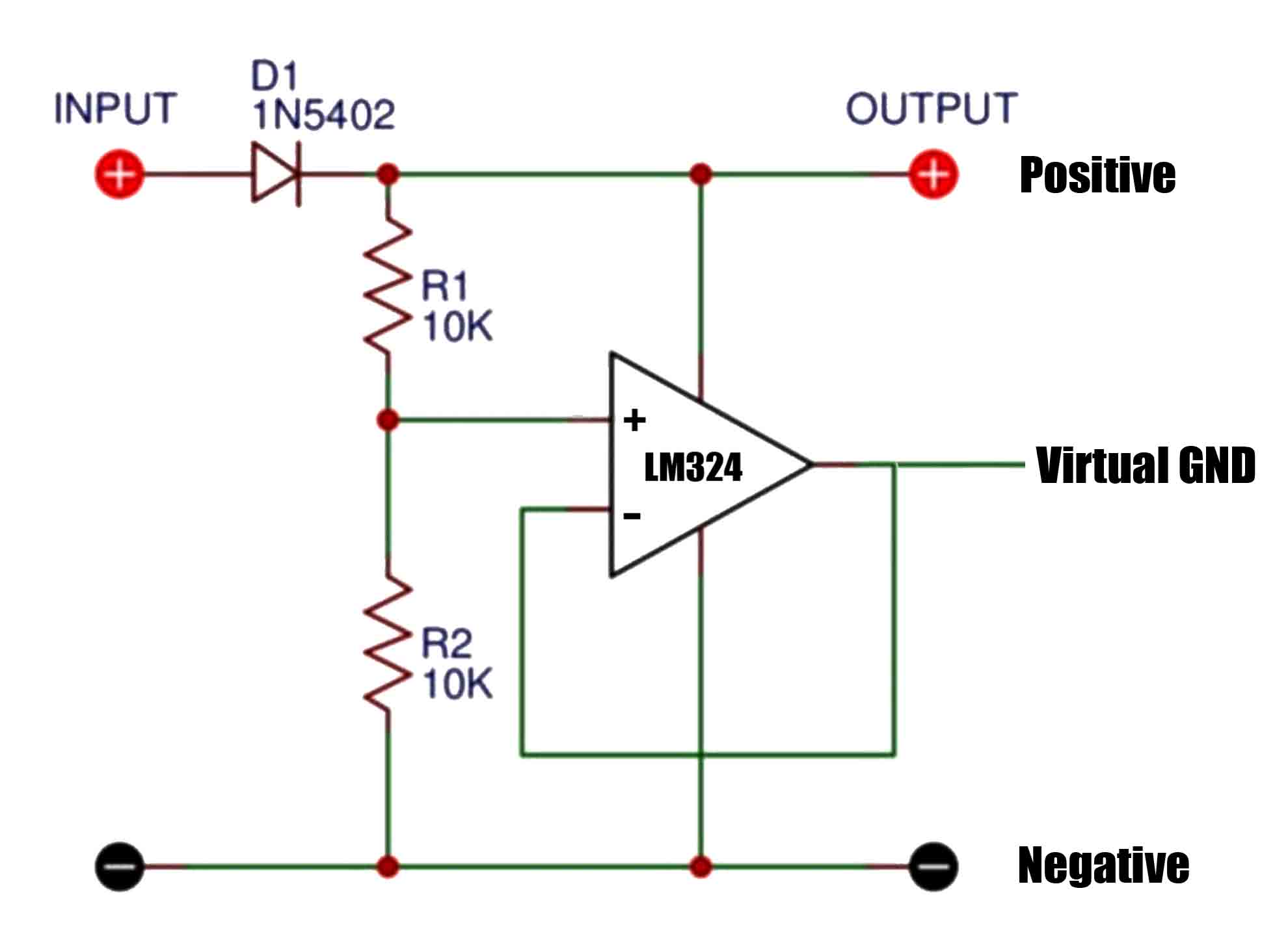 voltage divider circuit with opamp dual rail supply