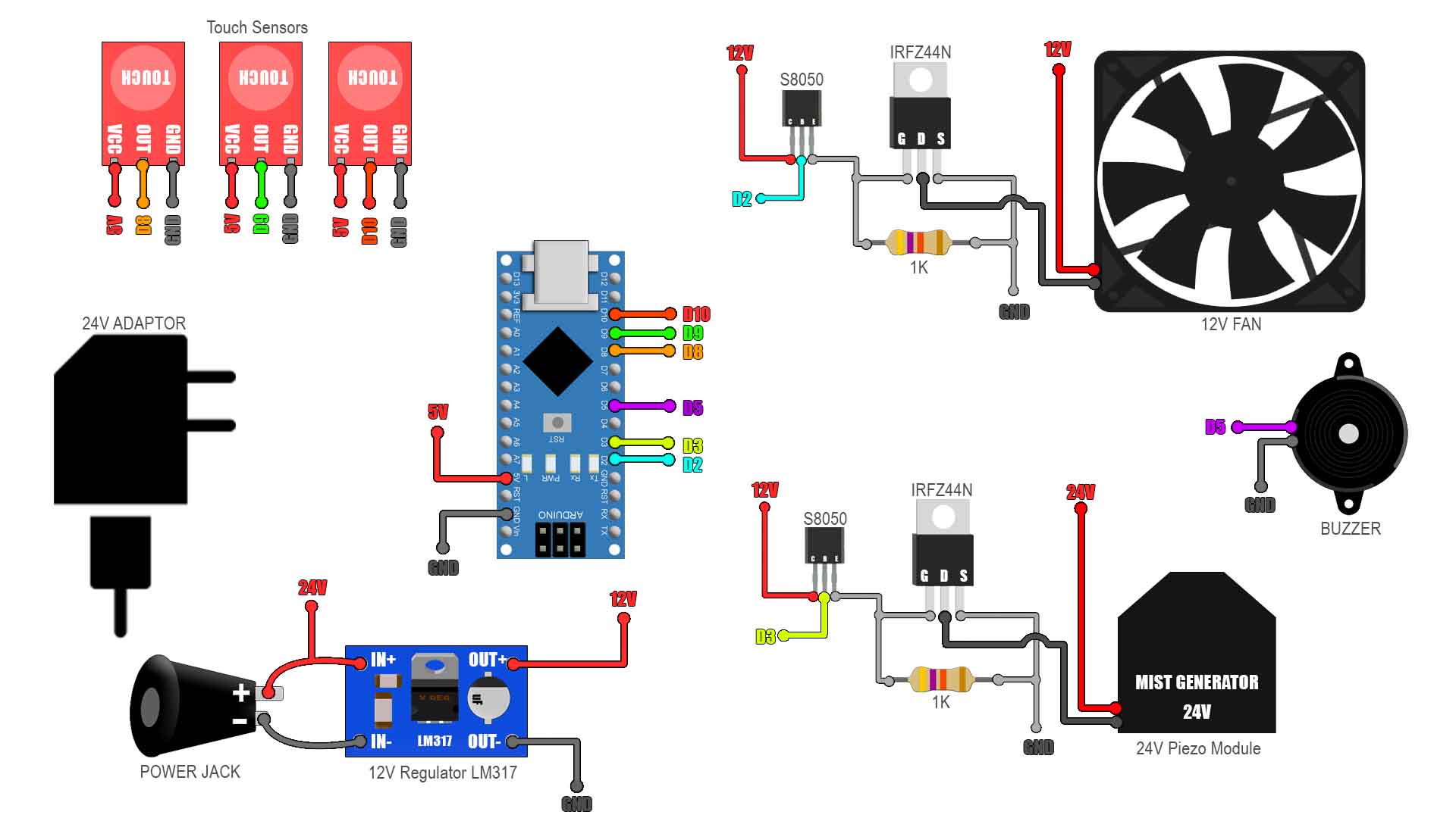 Arduino schematic humidifier DIY
