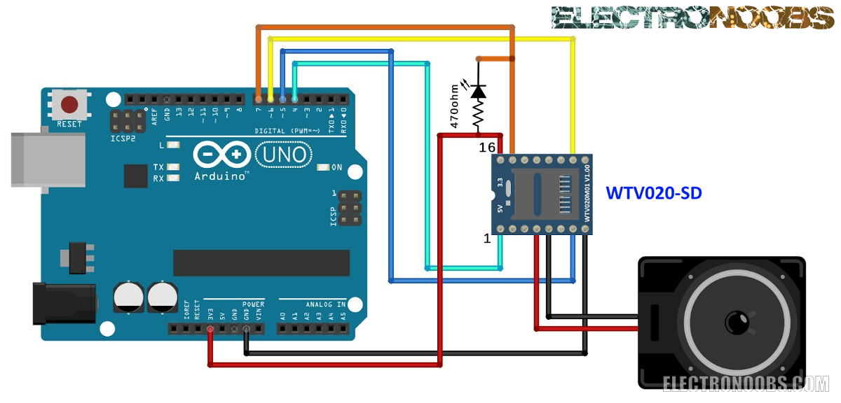 WTV020-SD Arduino schematic