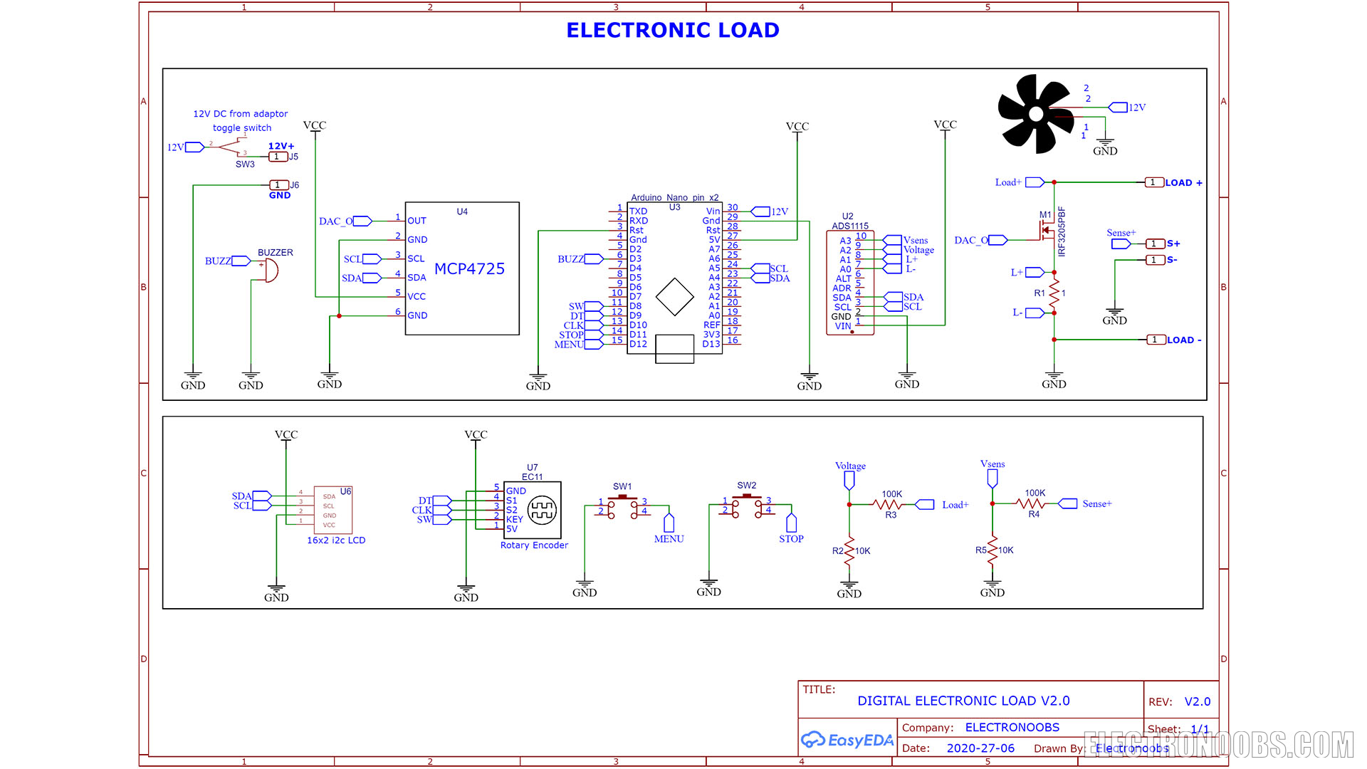 Arduino electronic load schematic