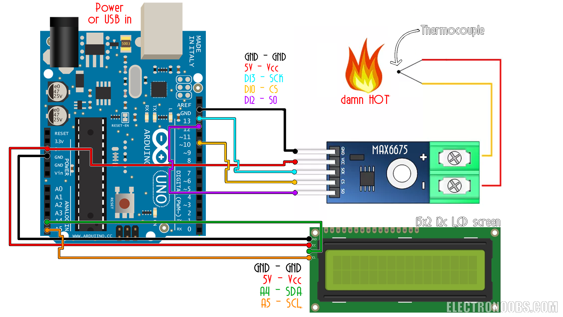 Arduino MAX6675 schematic