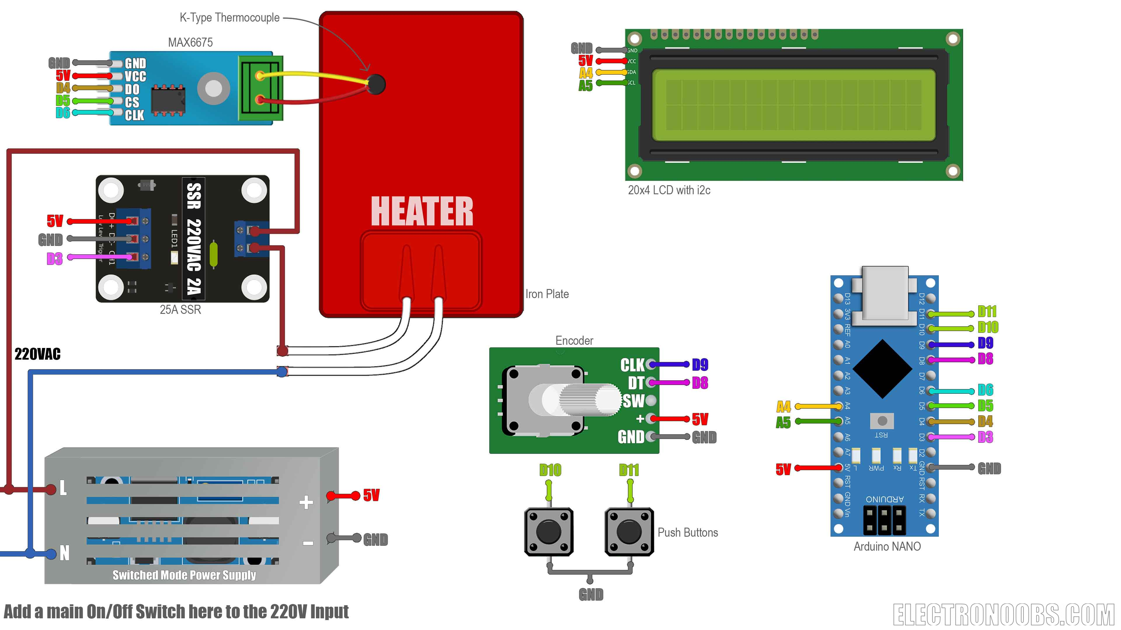 DIY reflow hot plate Arduino schematic