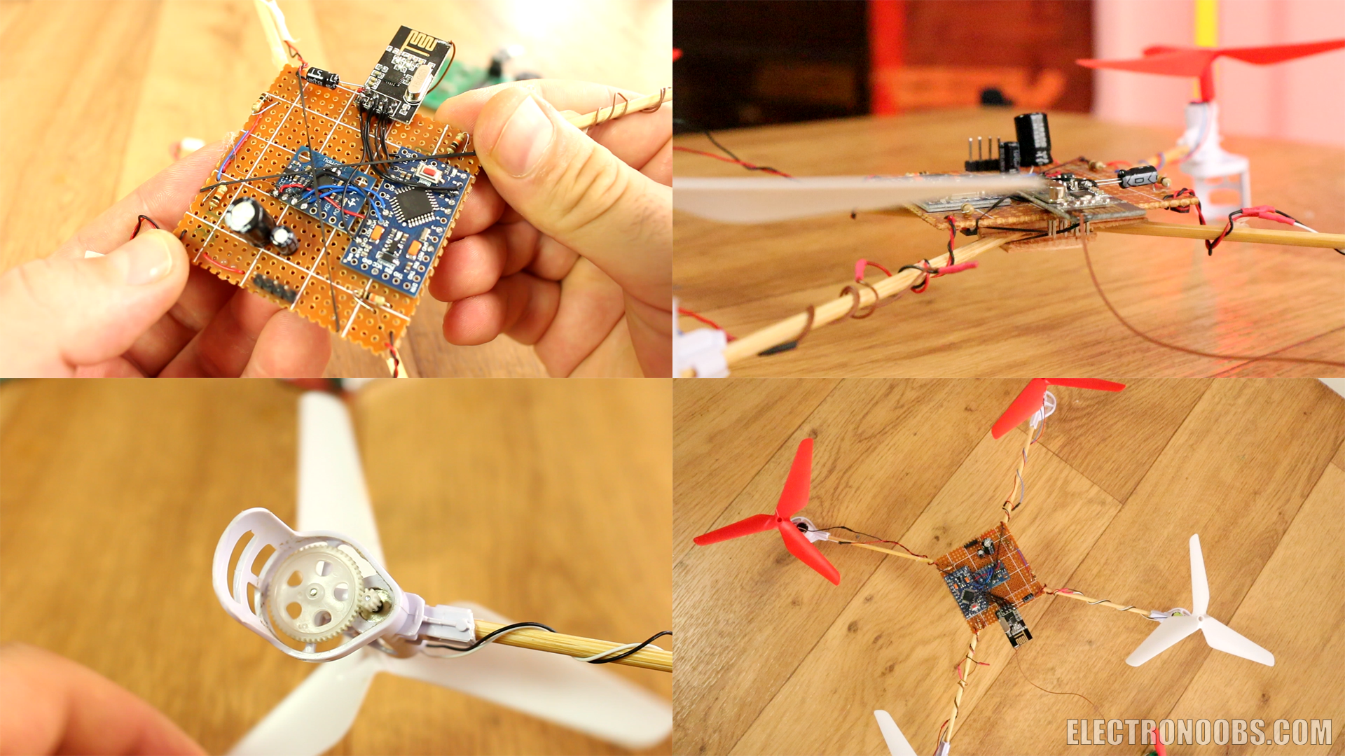 Building the ultra low cost drone frame using wooden sticks.