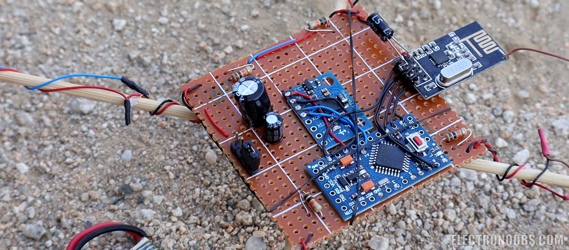 Building the ultra low cost drone frame using wood sticks and basic materials.