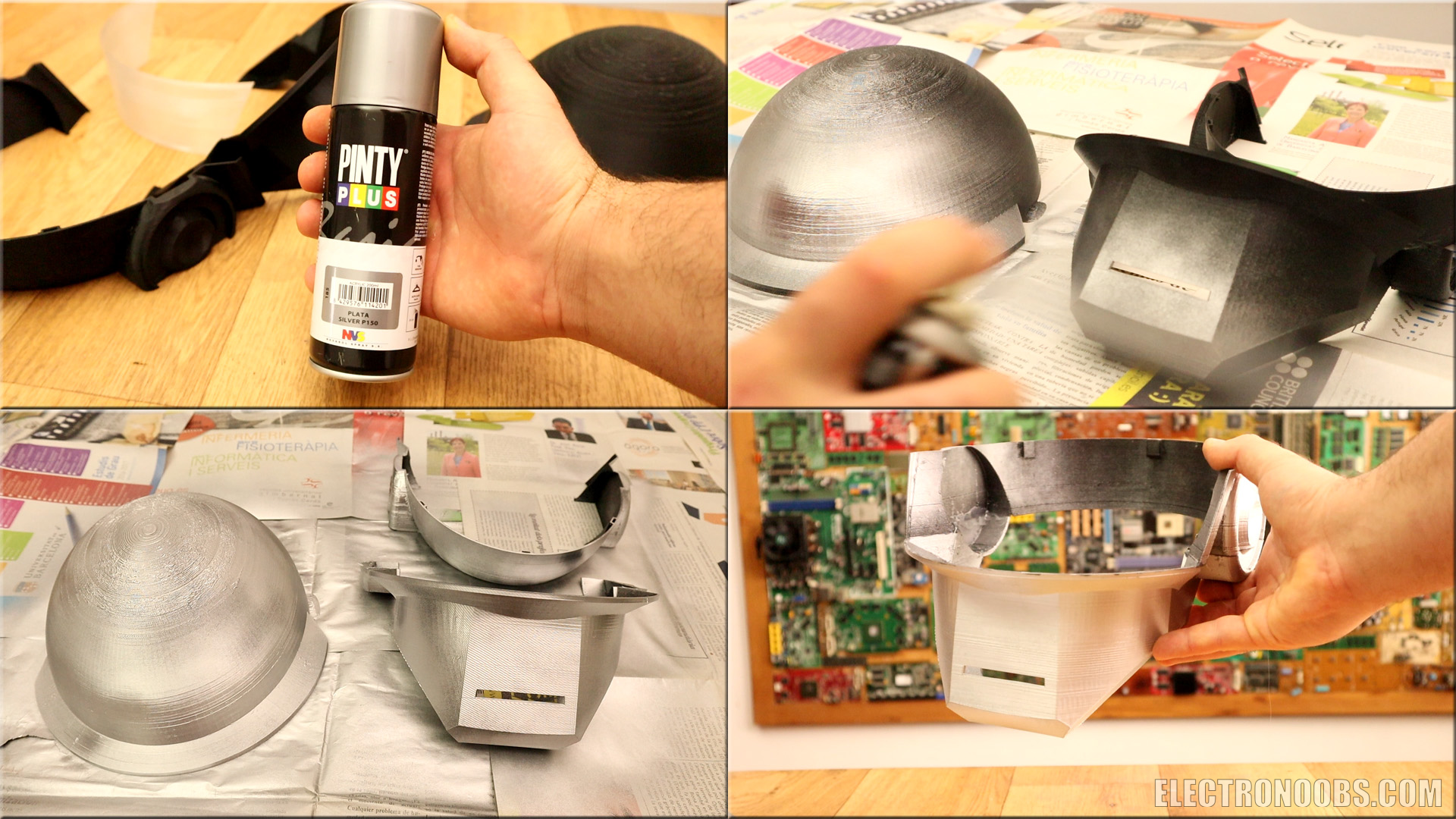 electronoobs Homemade Arduino 3D Printed Daft Punk Helmet Bluetooth RGB strip 2286