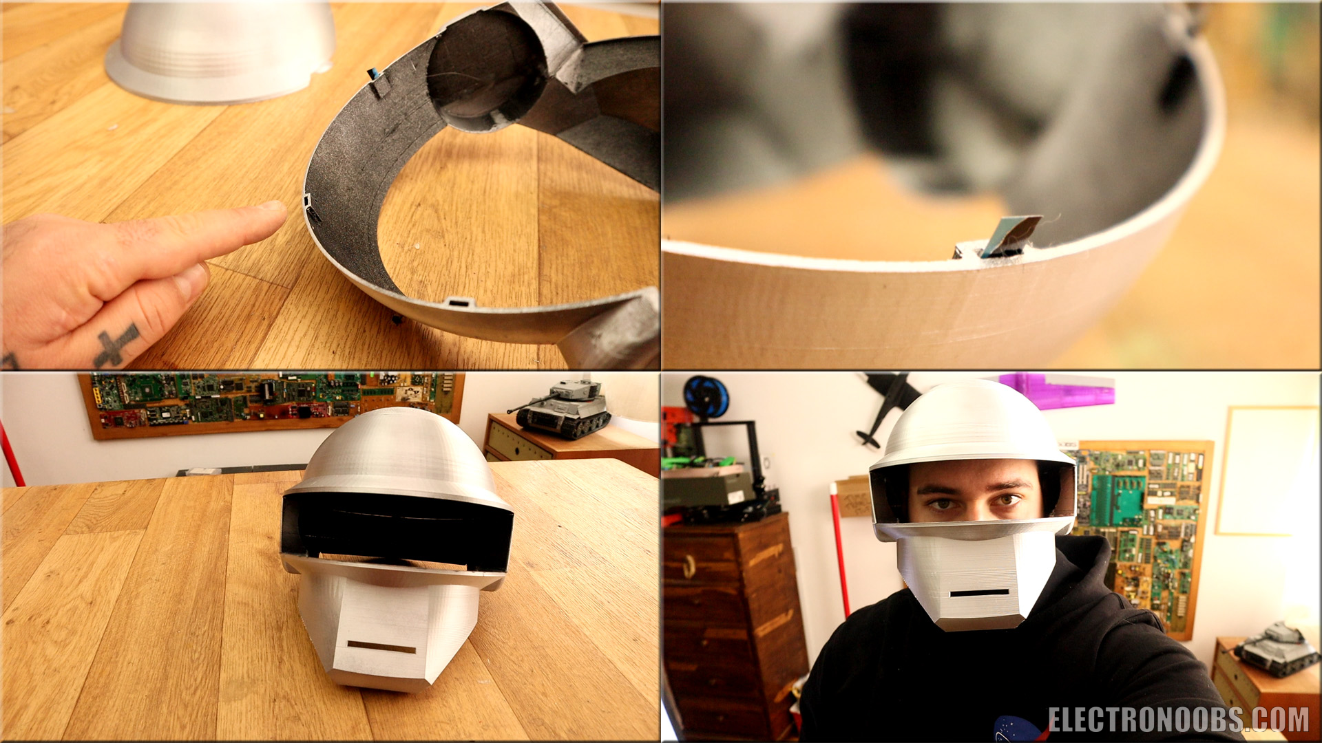 electronoobs Homemade Arduino 3D Printed Daft Punk Helmet Bluetooth RGB strip 2288