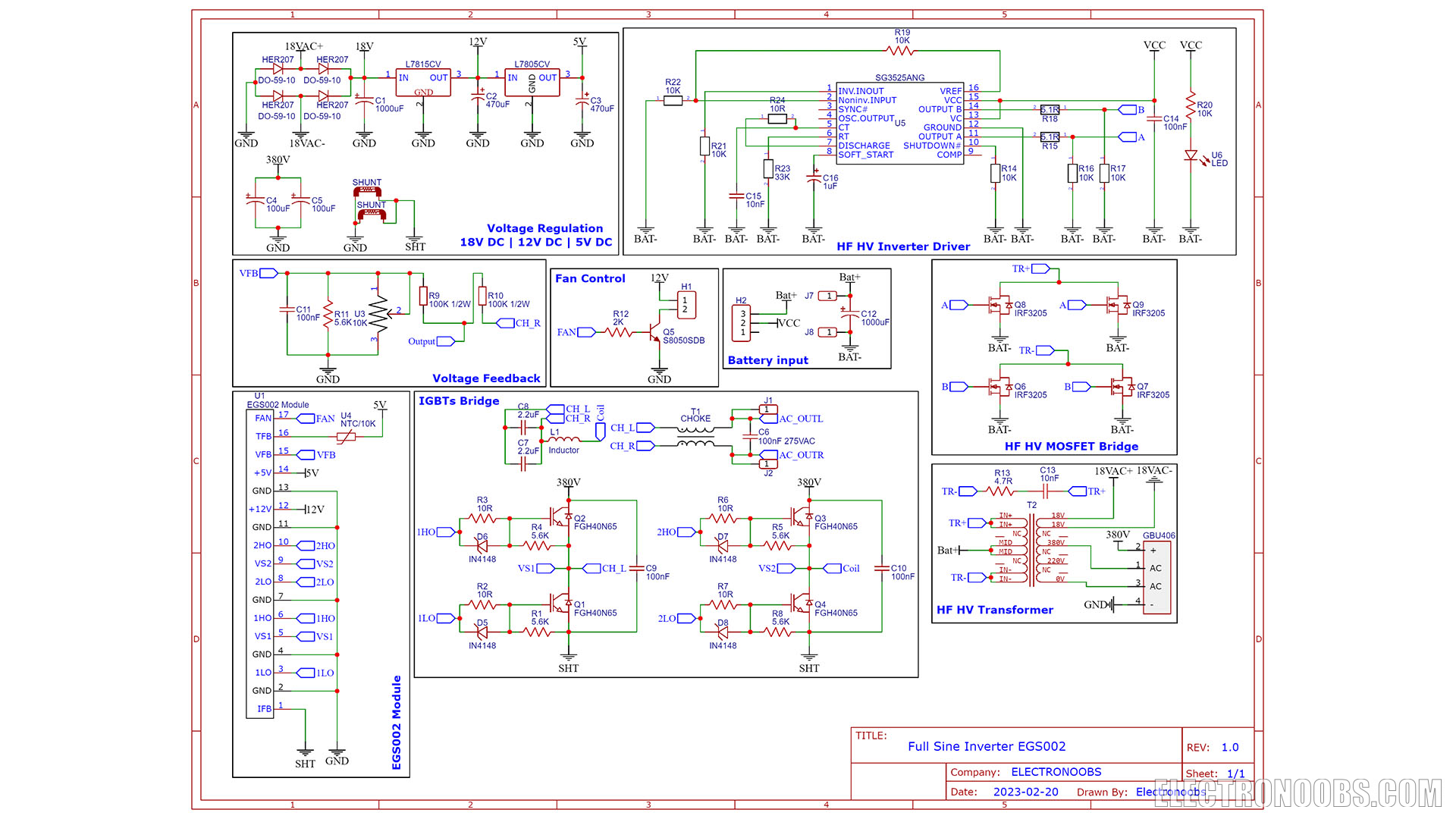 homemade sine inverter EGS002 schematic