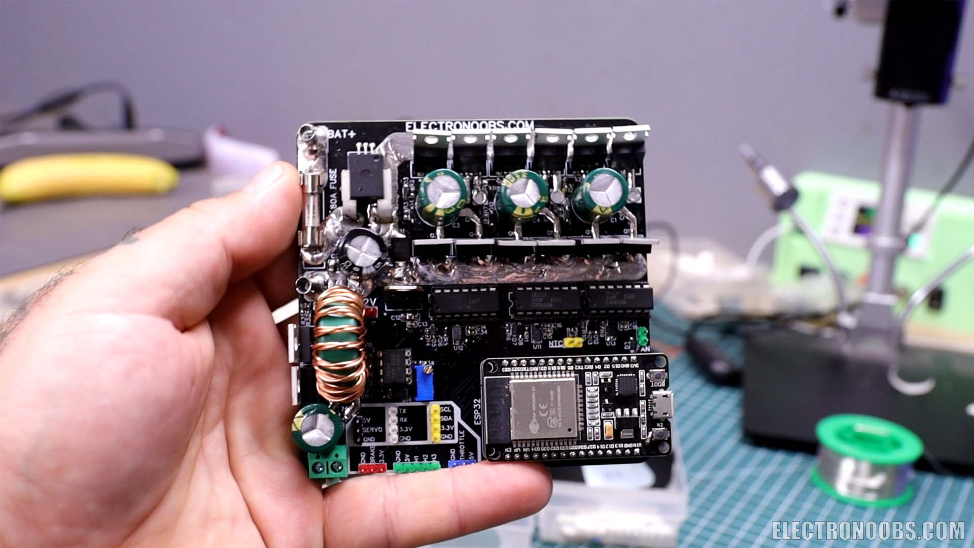 Crafting a DIY e?bike: custom car alternator motor, hand?built battery and regenerative ESC assembled.