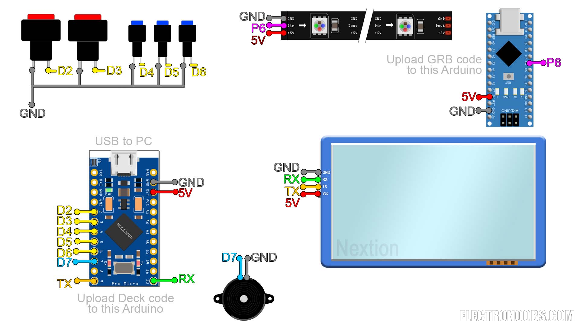 Homemade stream deck schematic with Arduino and Nextion display