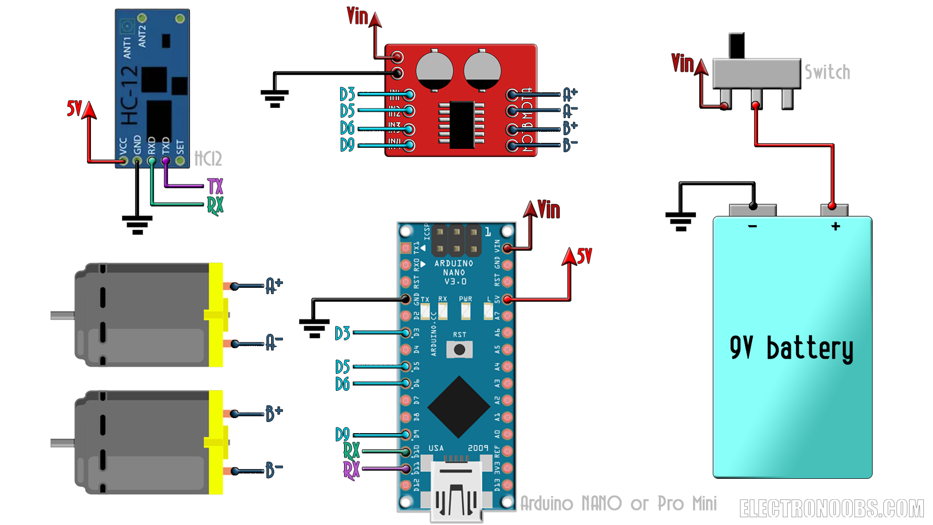 Homemade RC car with gyro control schematic
