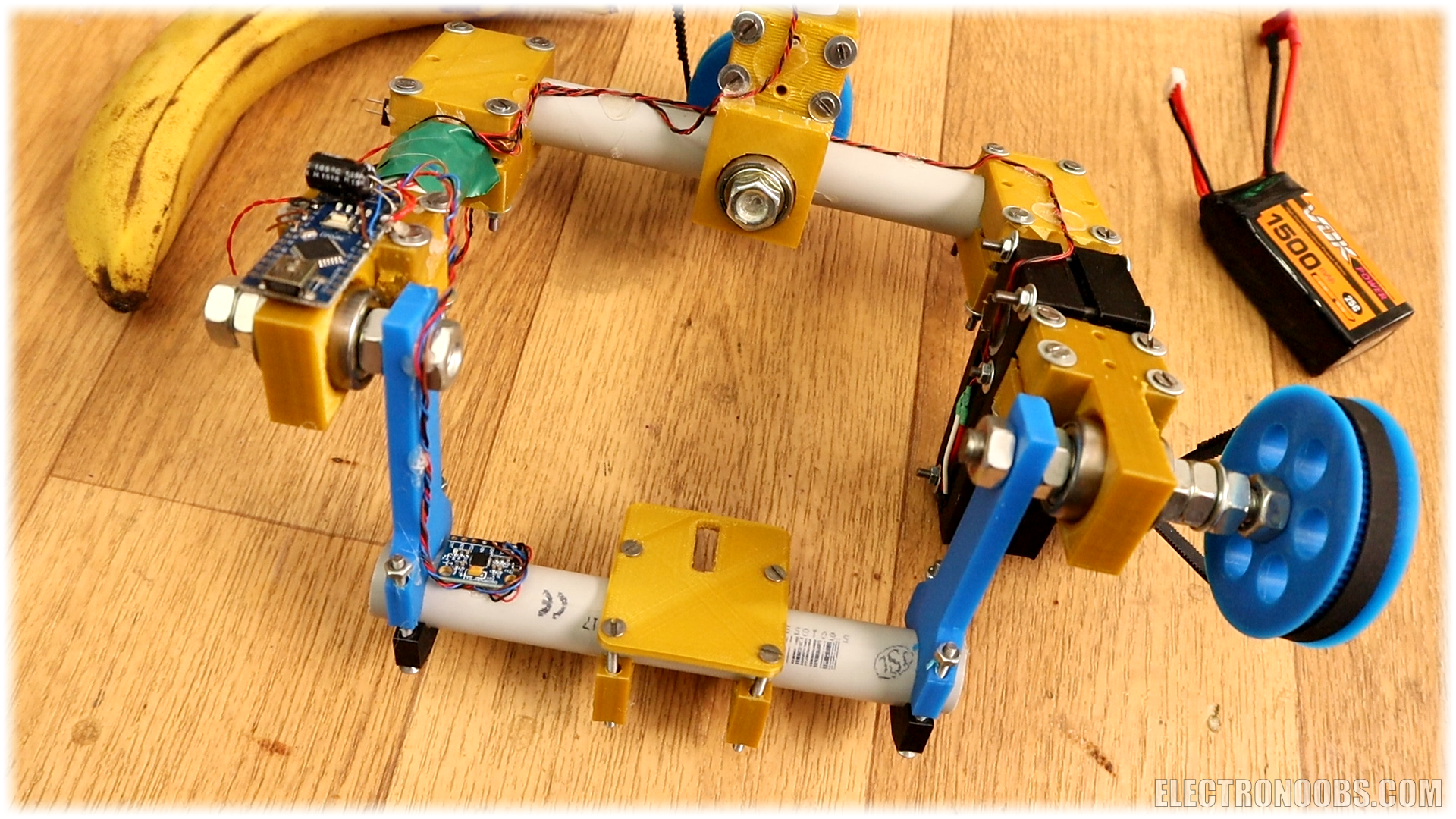 DIY gimbal tutorial showing schematics, code and 3D files for a slow?servo Tarot?style build.